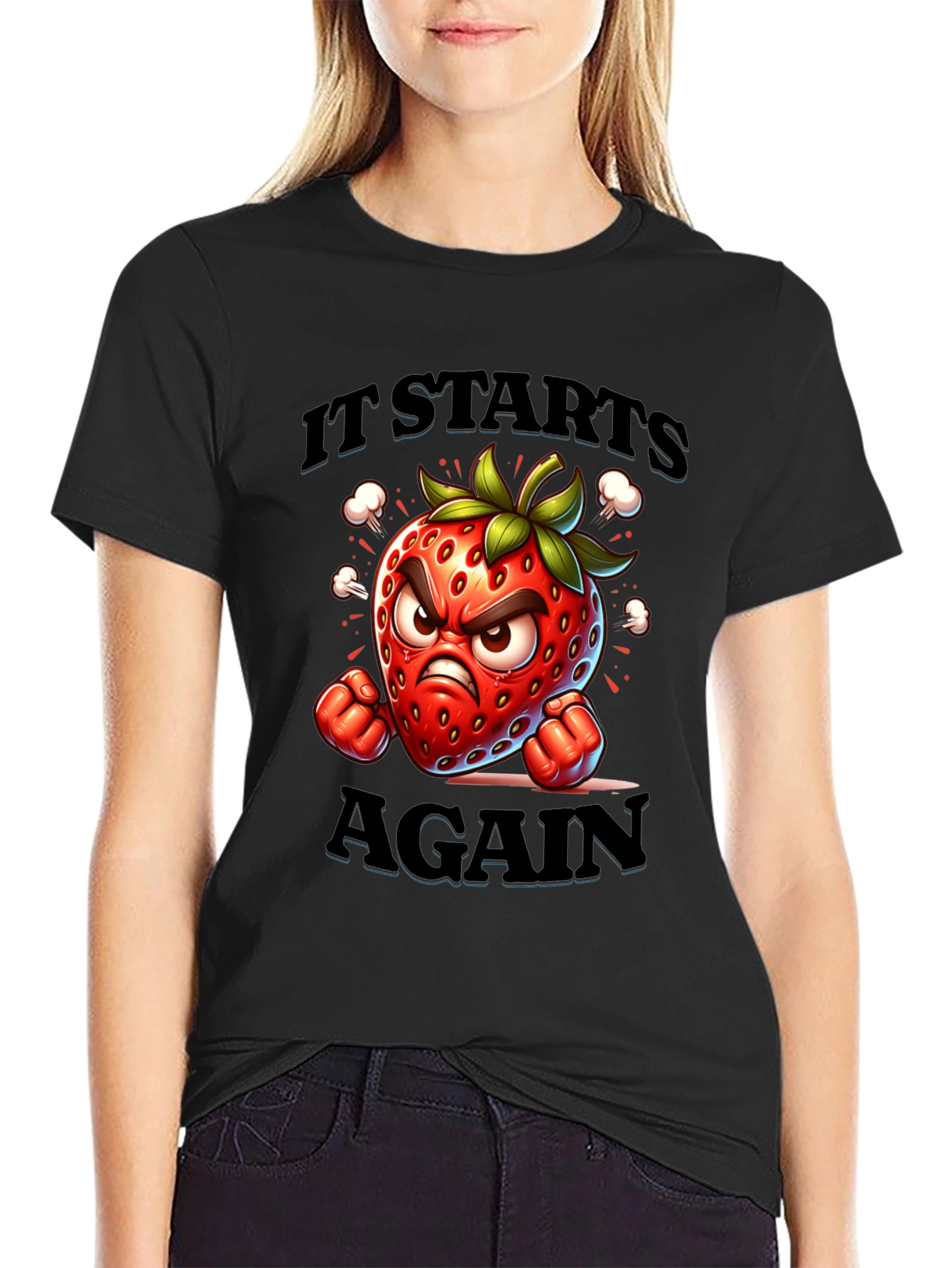 Angry Strawberry Graphic Tee - It Starts Again