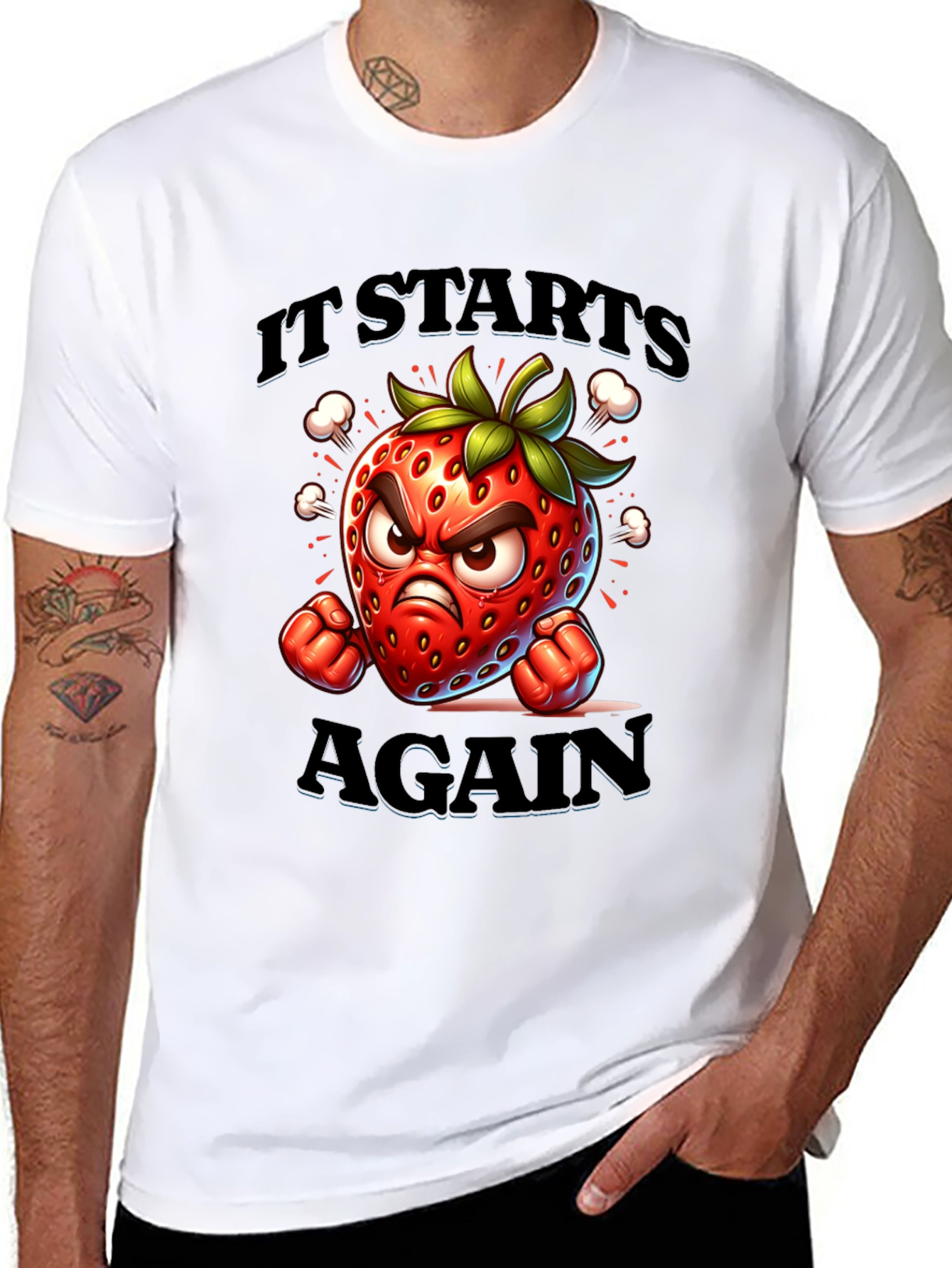 Angry Strawberry Graphic Tee - It Starts Again
