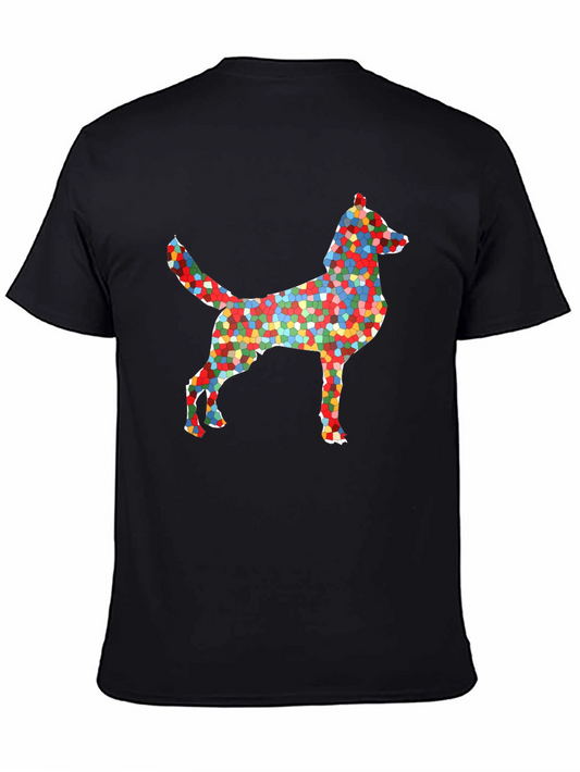 Abstract Mosaic Dog Graphic T-Shirt
