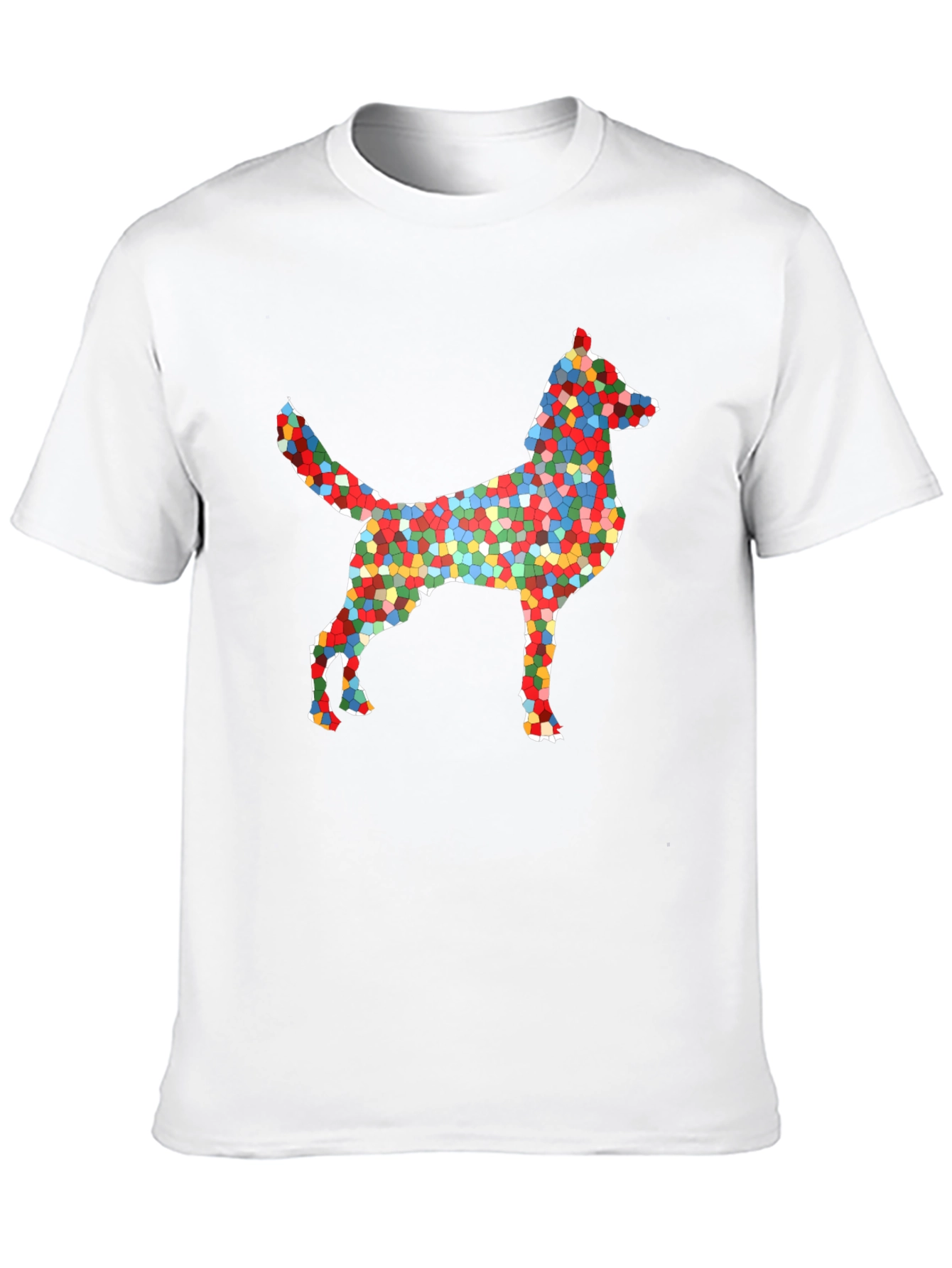 Abstract Mosaic Dog Graphic T-Shirt