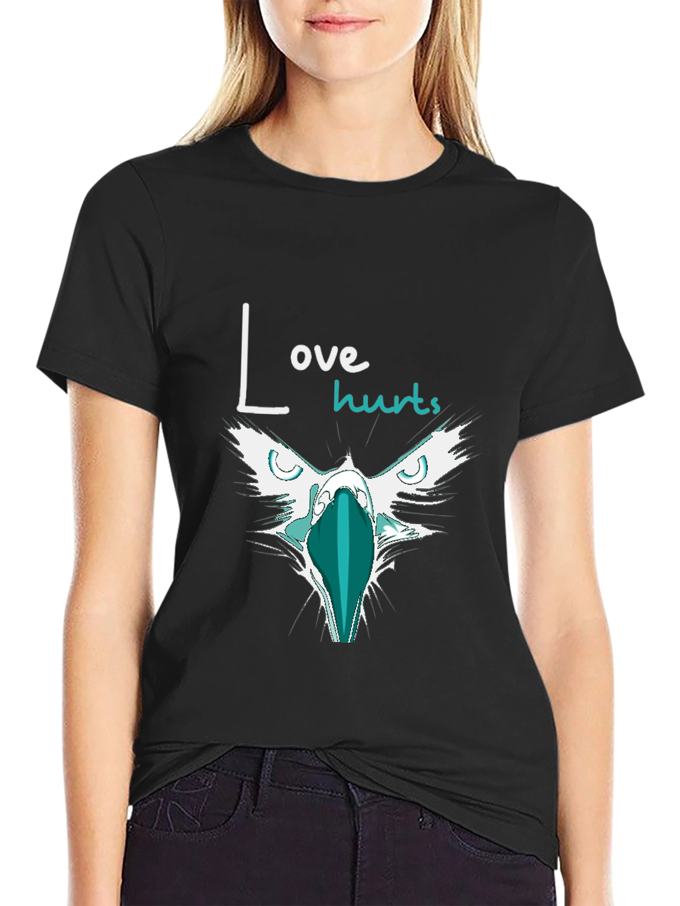 Love Hurts Graphic Print Black T-Shirt