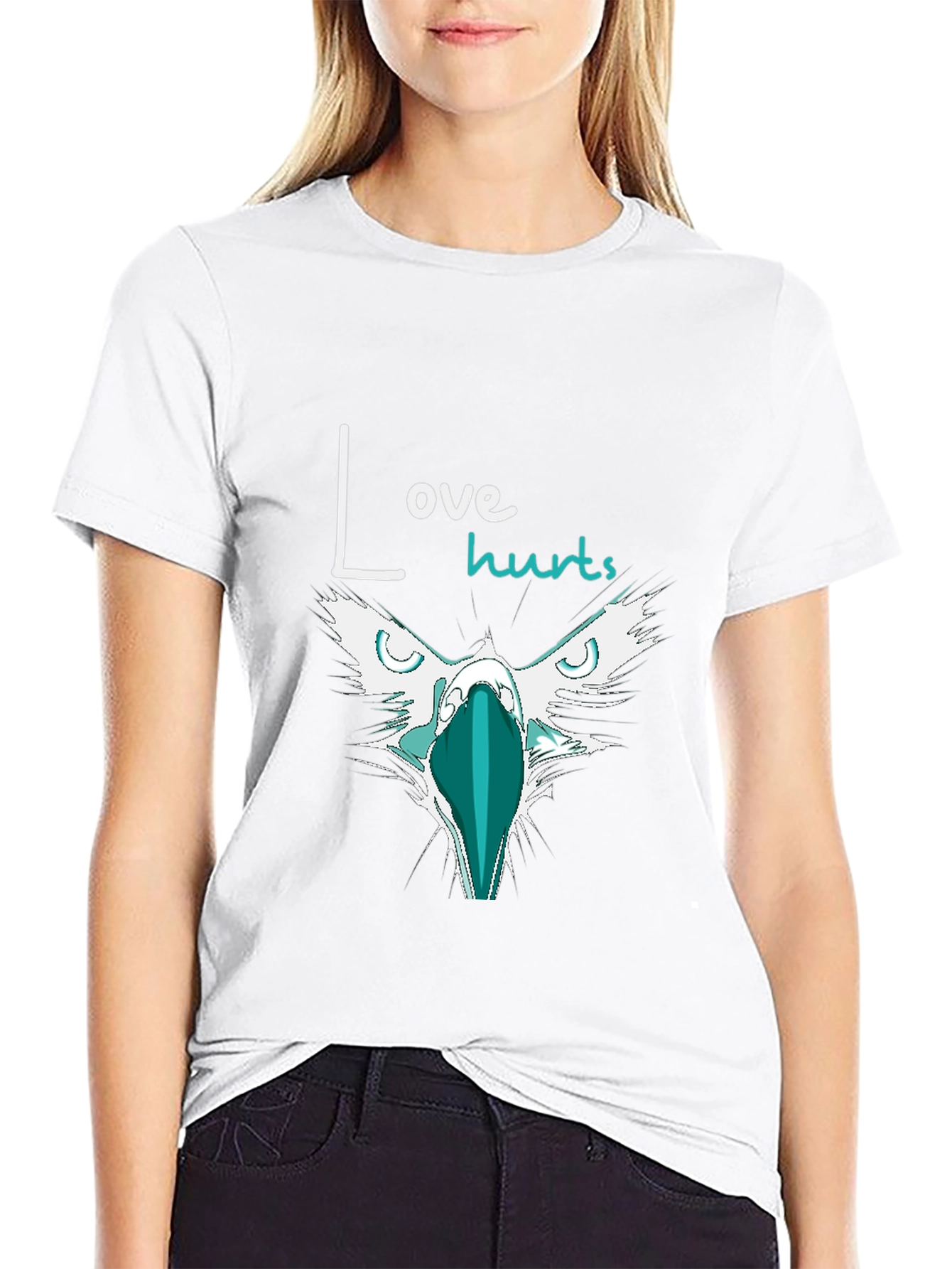 Love Hurts Graphic Print Black T-Shirt