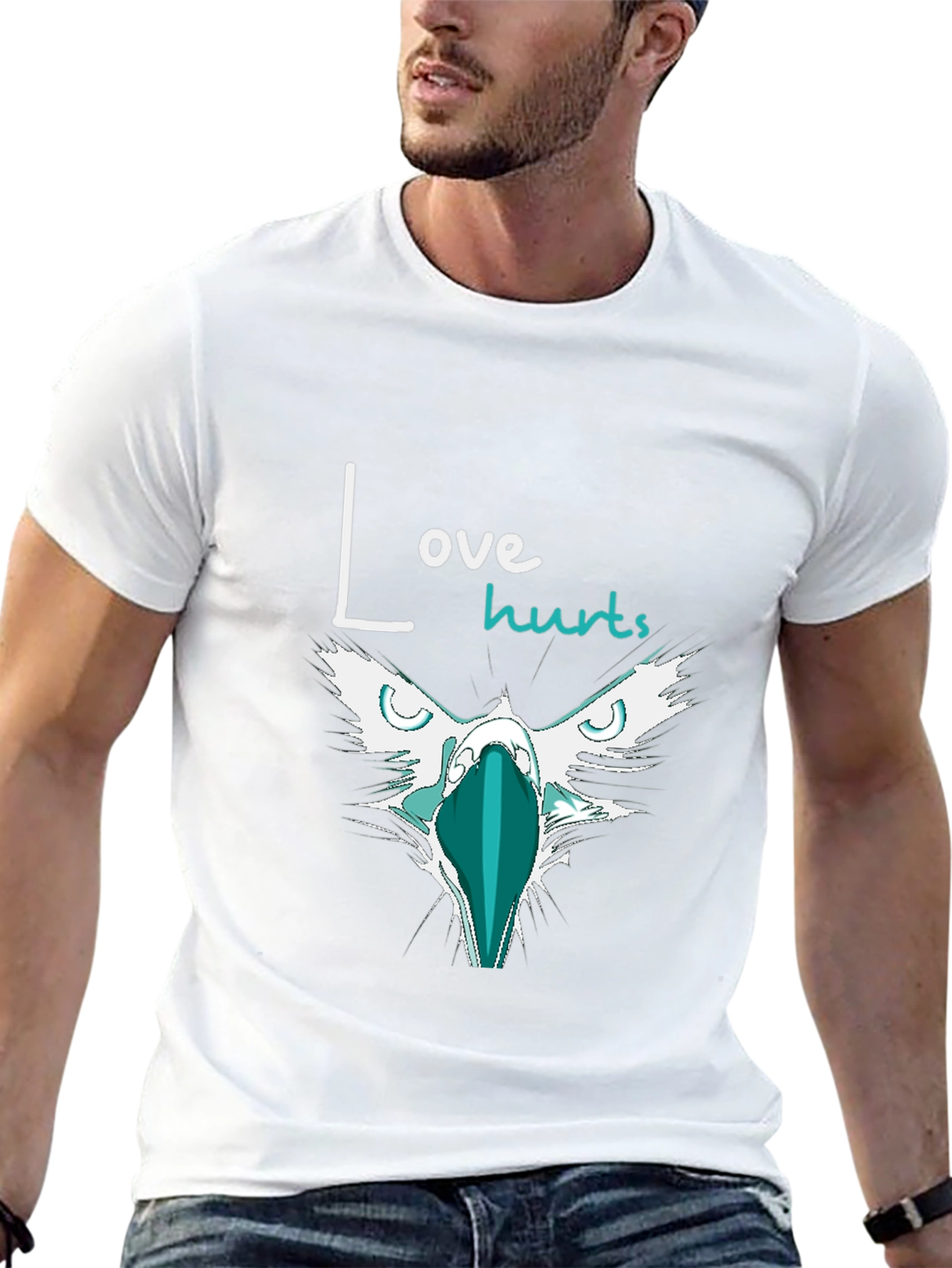 Love Hurts Graphic Print Black T-Shirt