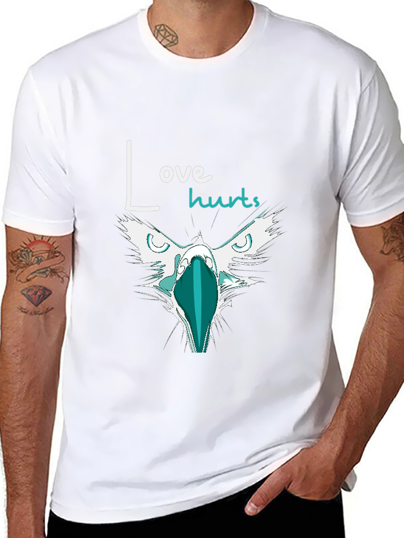 Love Hurts Graphic Print Black T-Shirt
