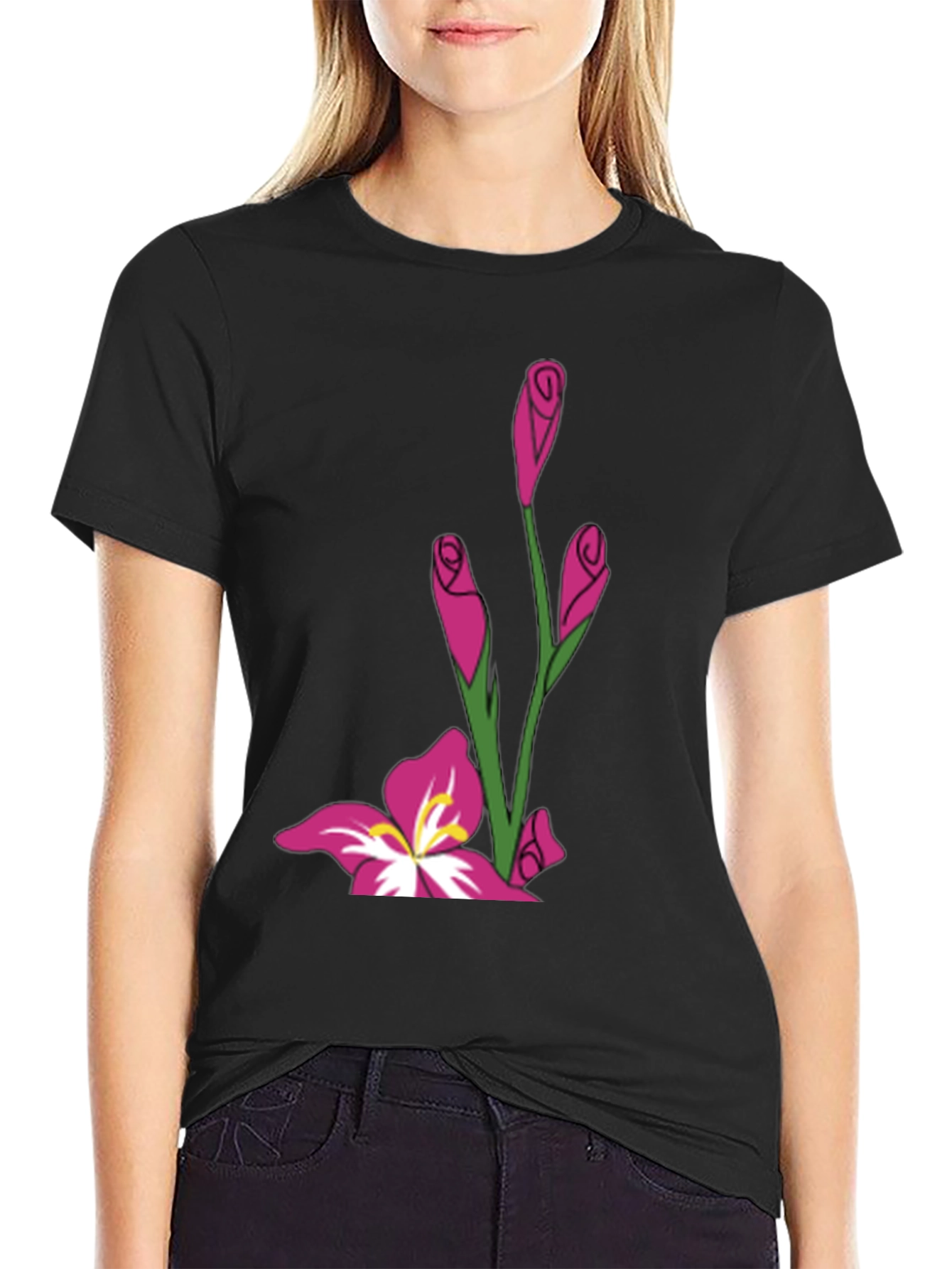 Floral Graphic Black Tee
