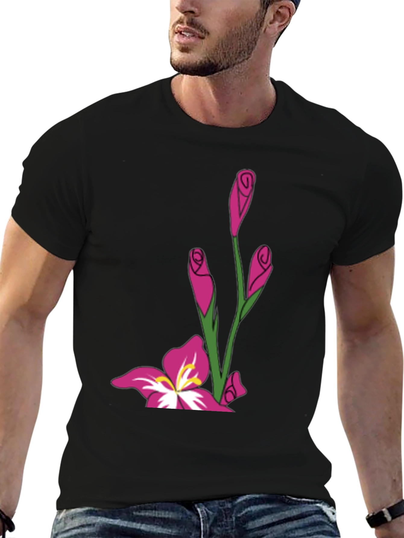 Floral Graphic Black Tee
