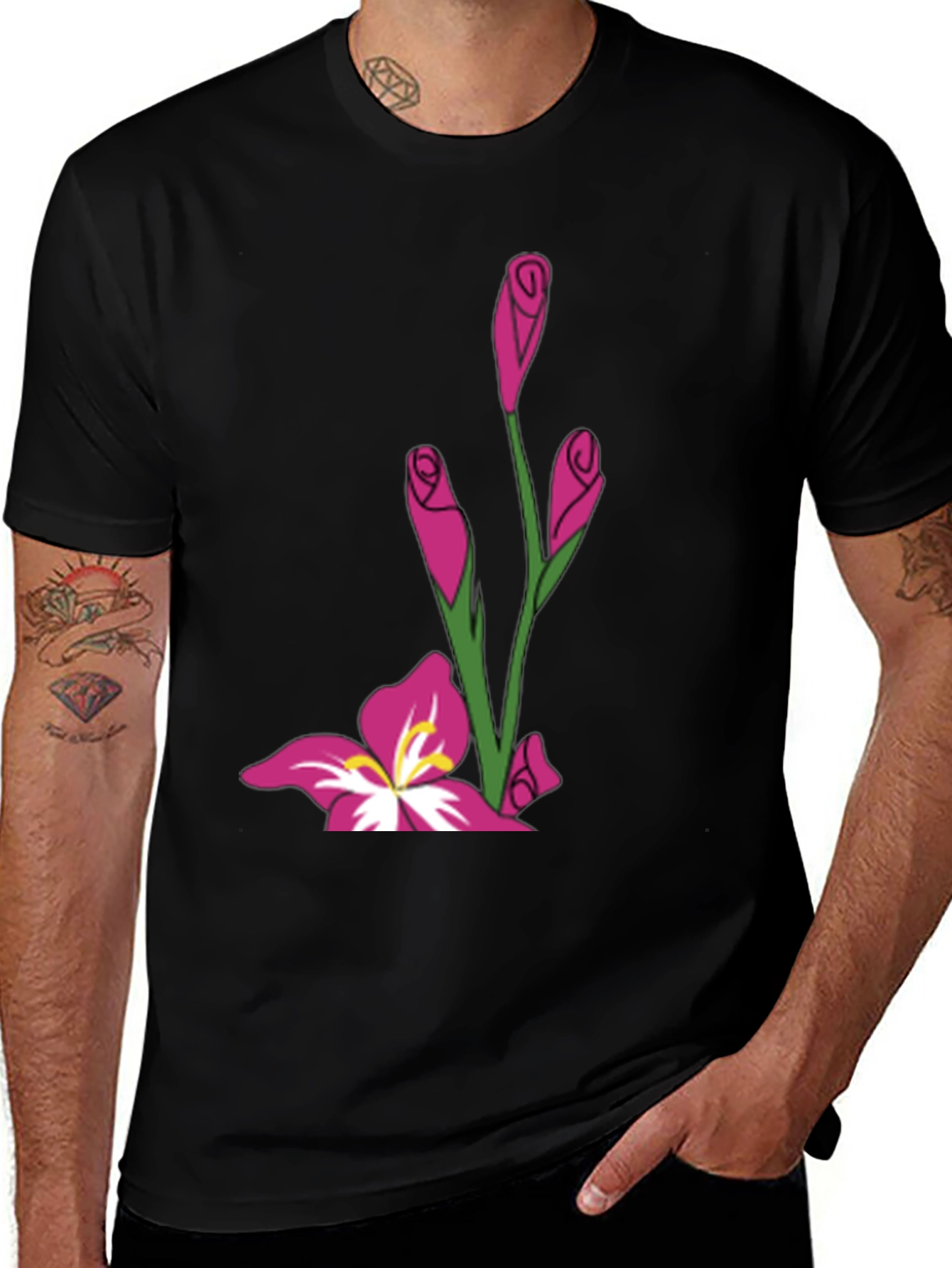 Floral Graphic Black Tee
