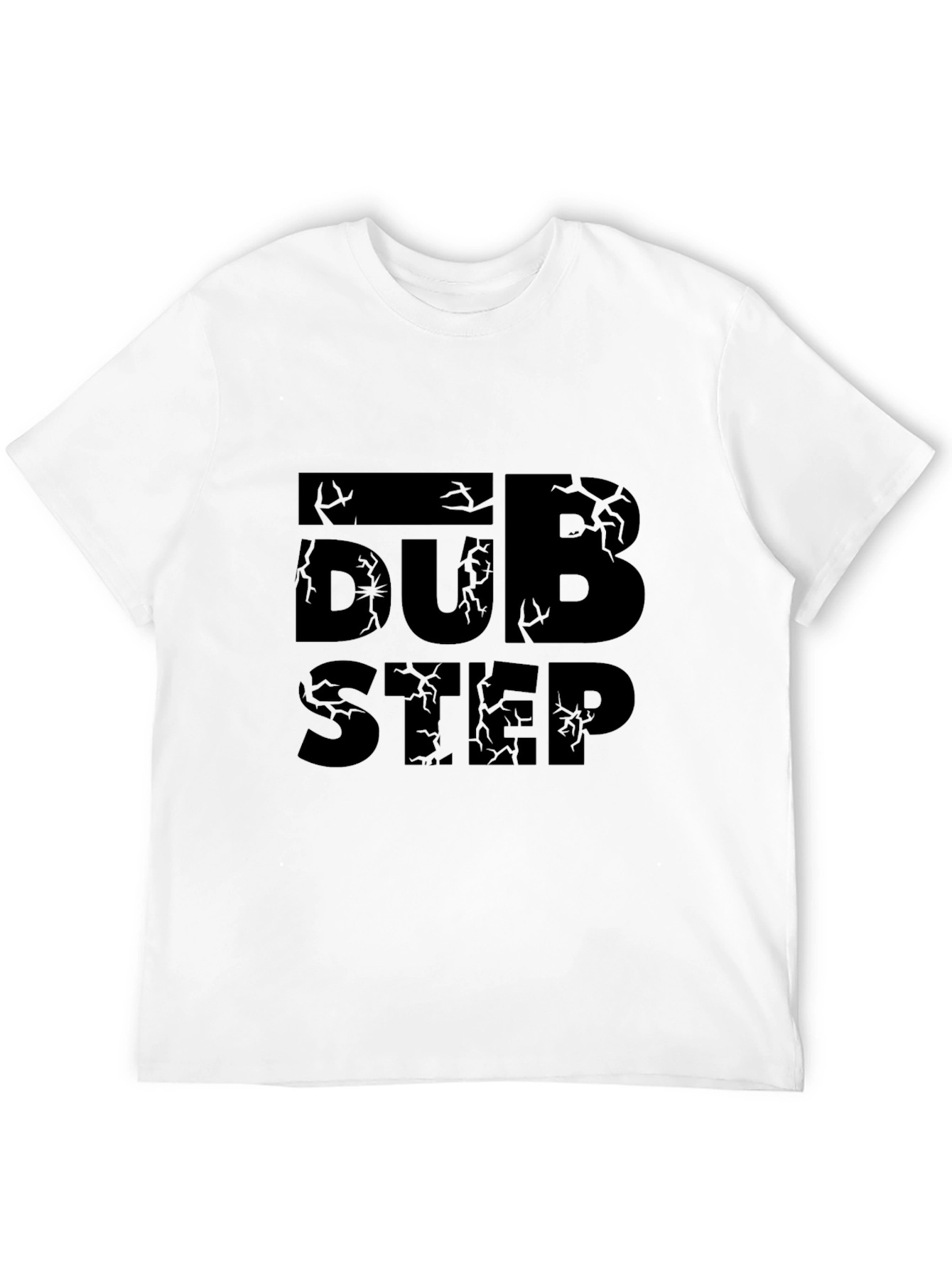 Cracked Dubstep Graphic Print Black T-Shirt