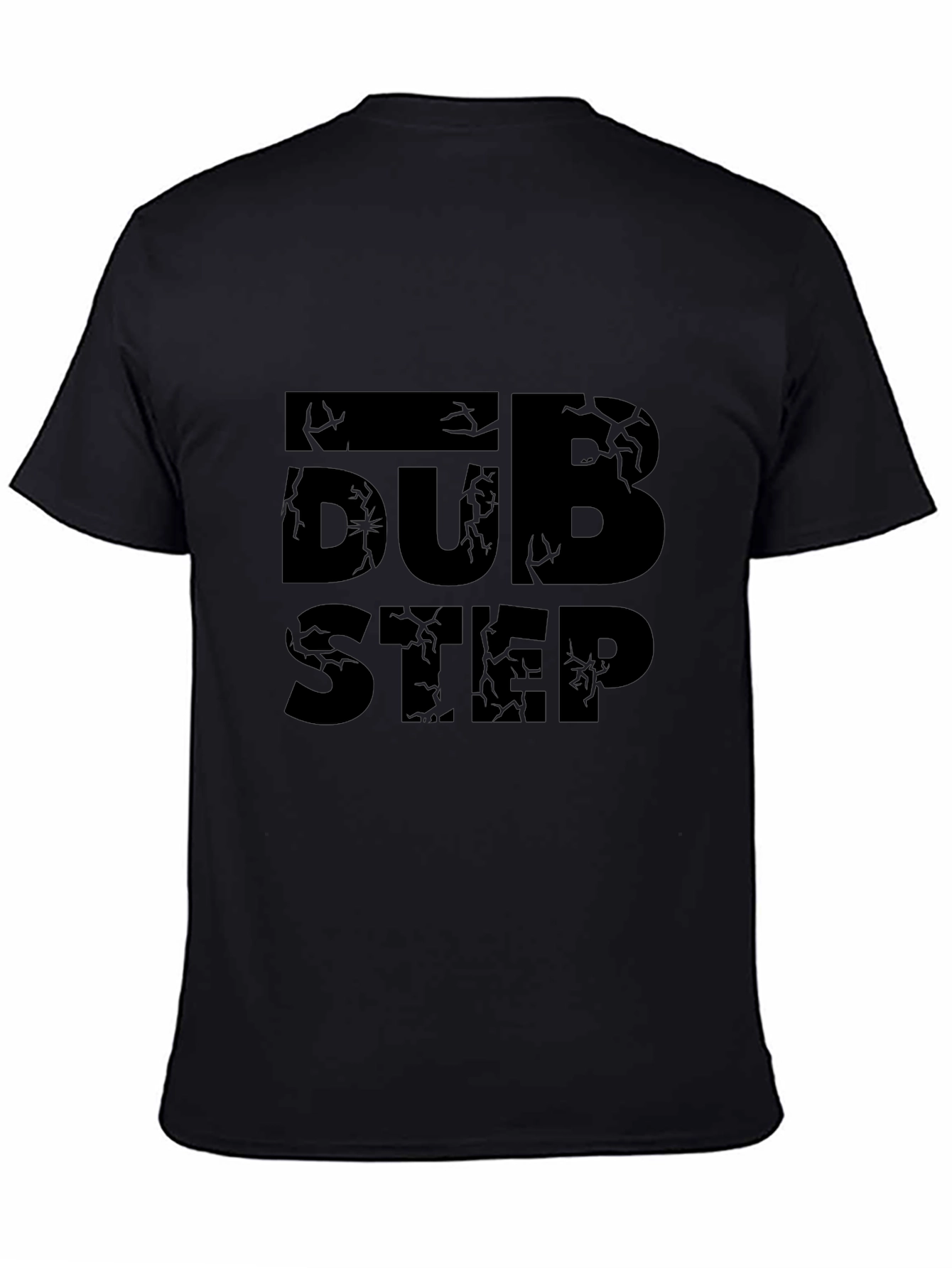 Cracked Dubstep Graphic Print Black T-Shirt