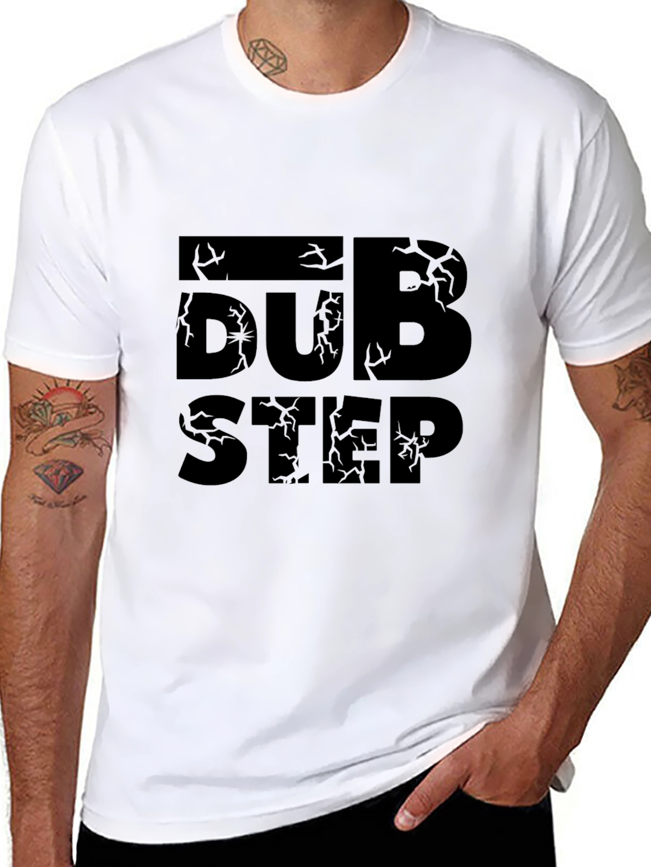 Cracked Dubstep Graphic Print Black T-Shirt