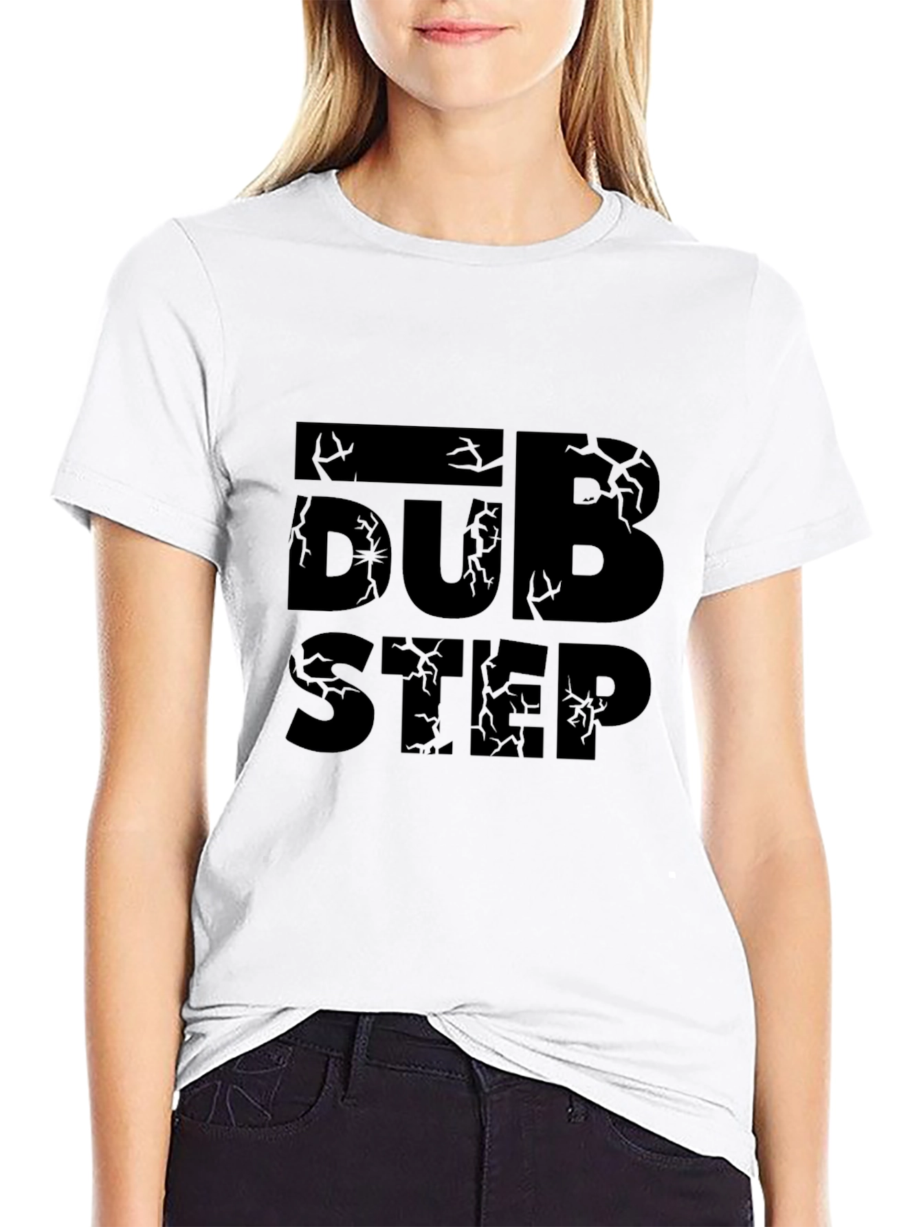 Cracked Dubstep Graphic Print Black T-Shirt