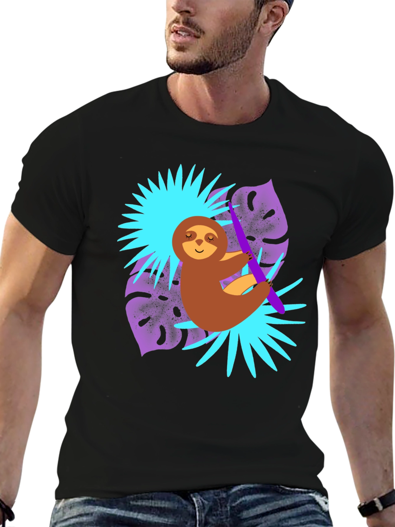 Sloth Graphic Tee - Tropical Vibe