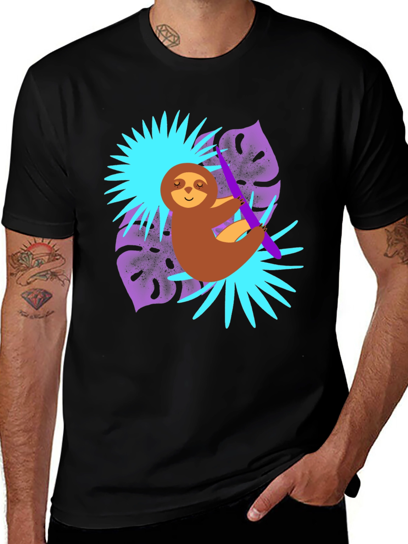 Sloth Graphic Tee - Tropical Vibe