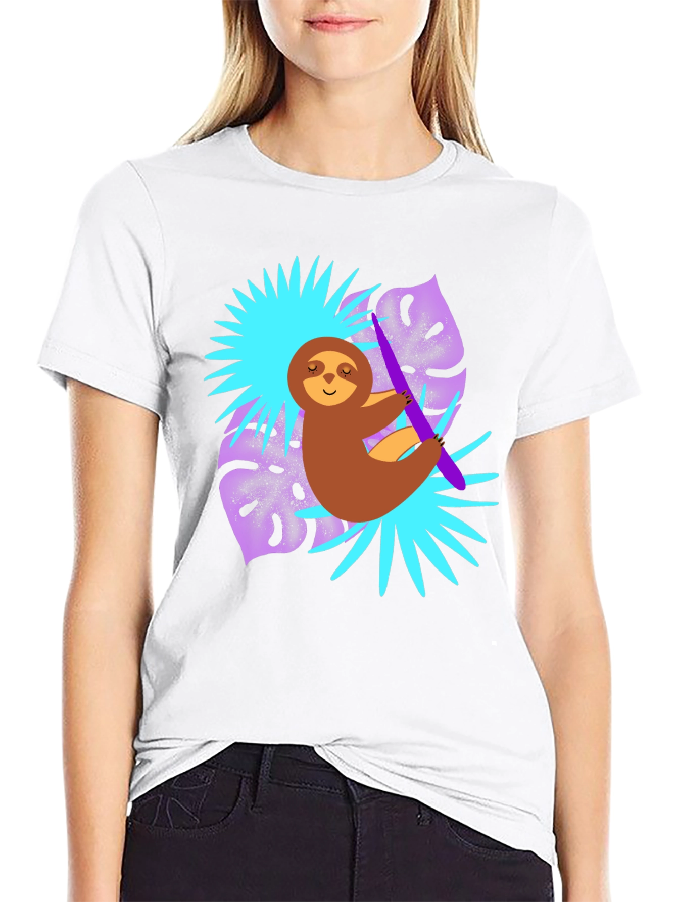 Sloth Graphic Tee - Tropical Vibe