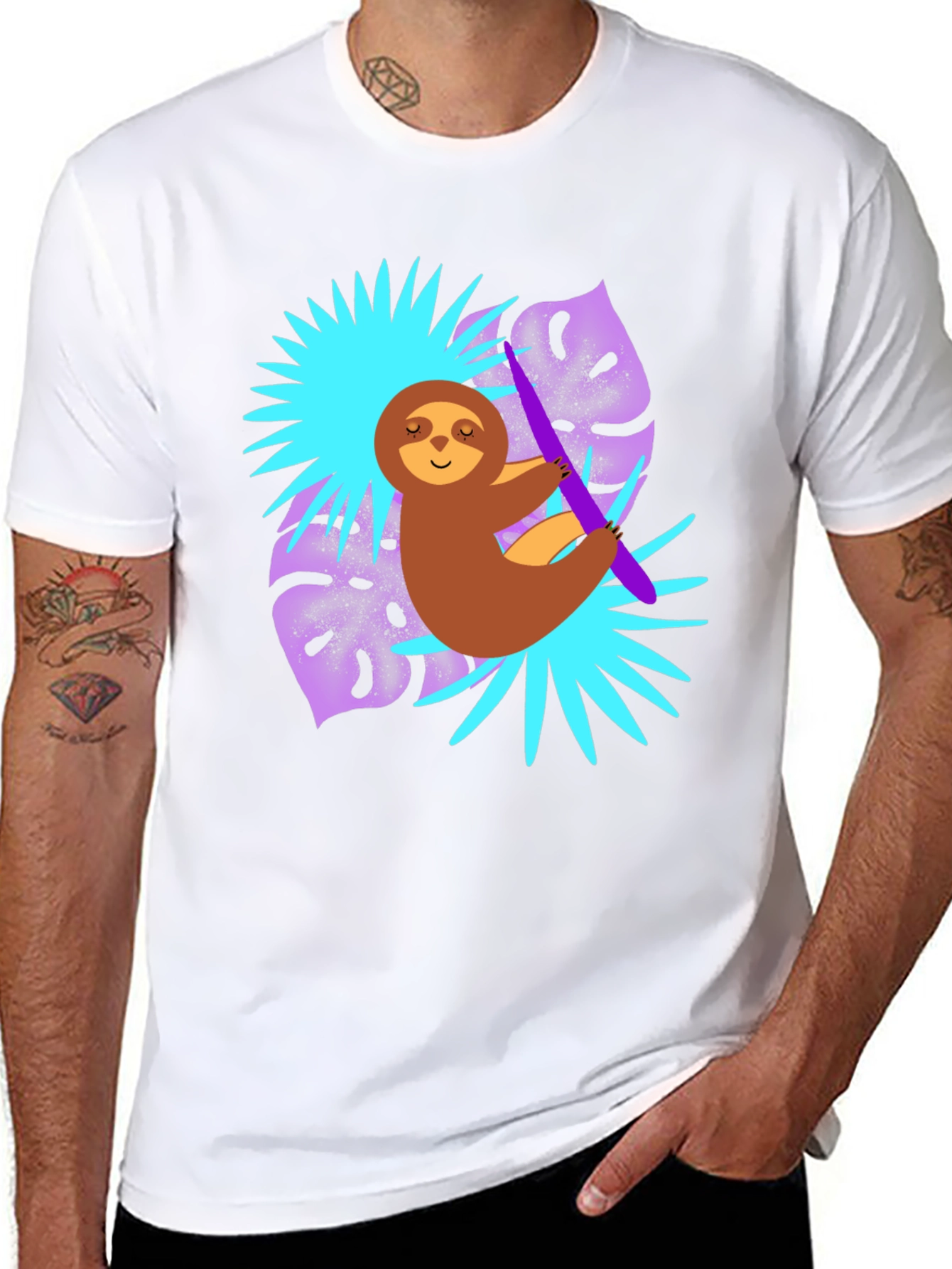 Sloth Graphic Tee - Tropical Vibe