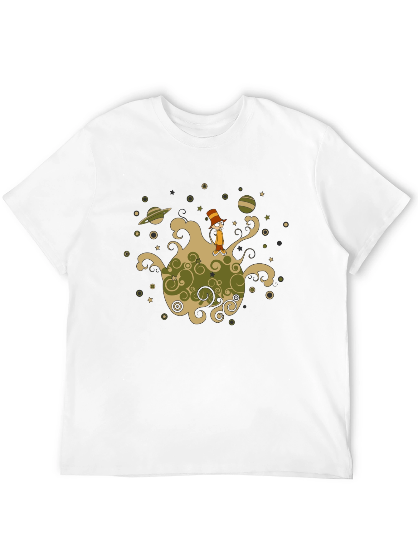 Cosmic Cartoon Graphic T-Shirt - Black