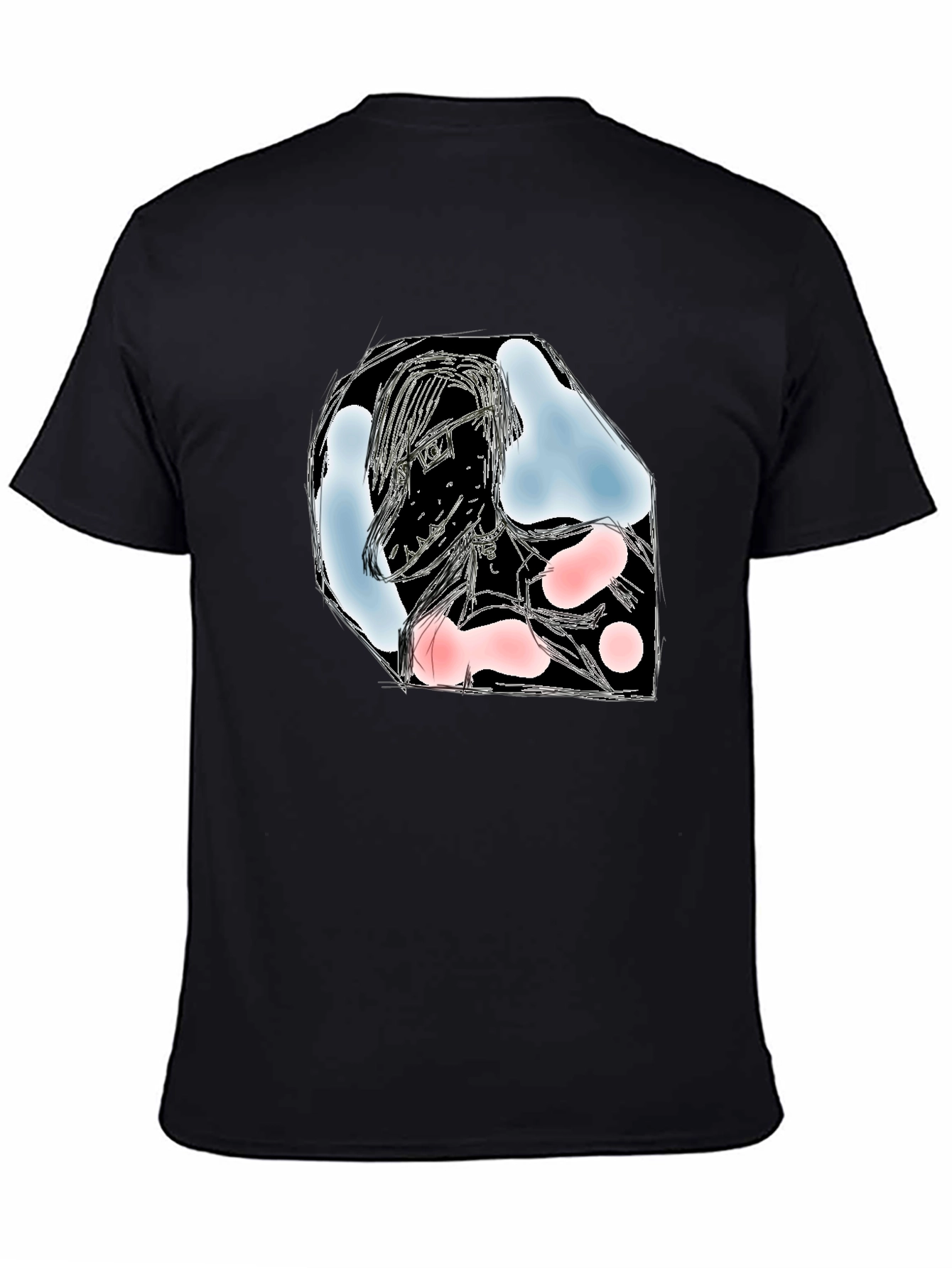 Abstract Sketch Graphic Black T-Shirt