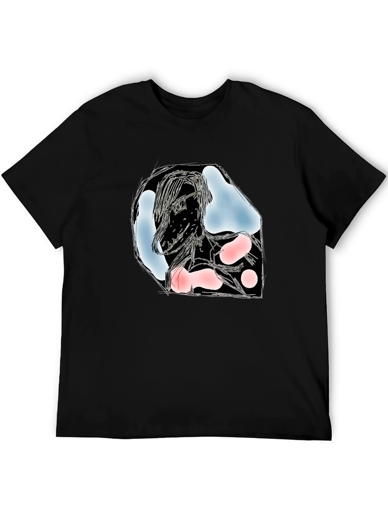 Abstract Sketch Graphic Black T-Shirt