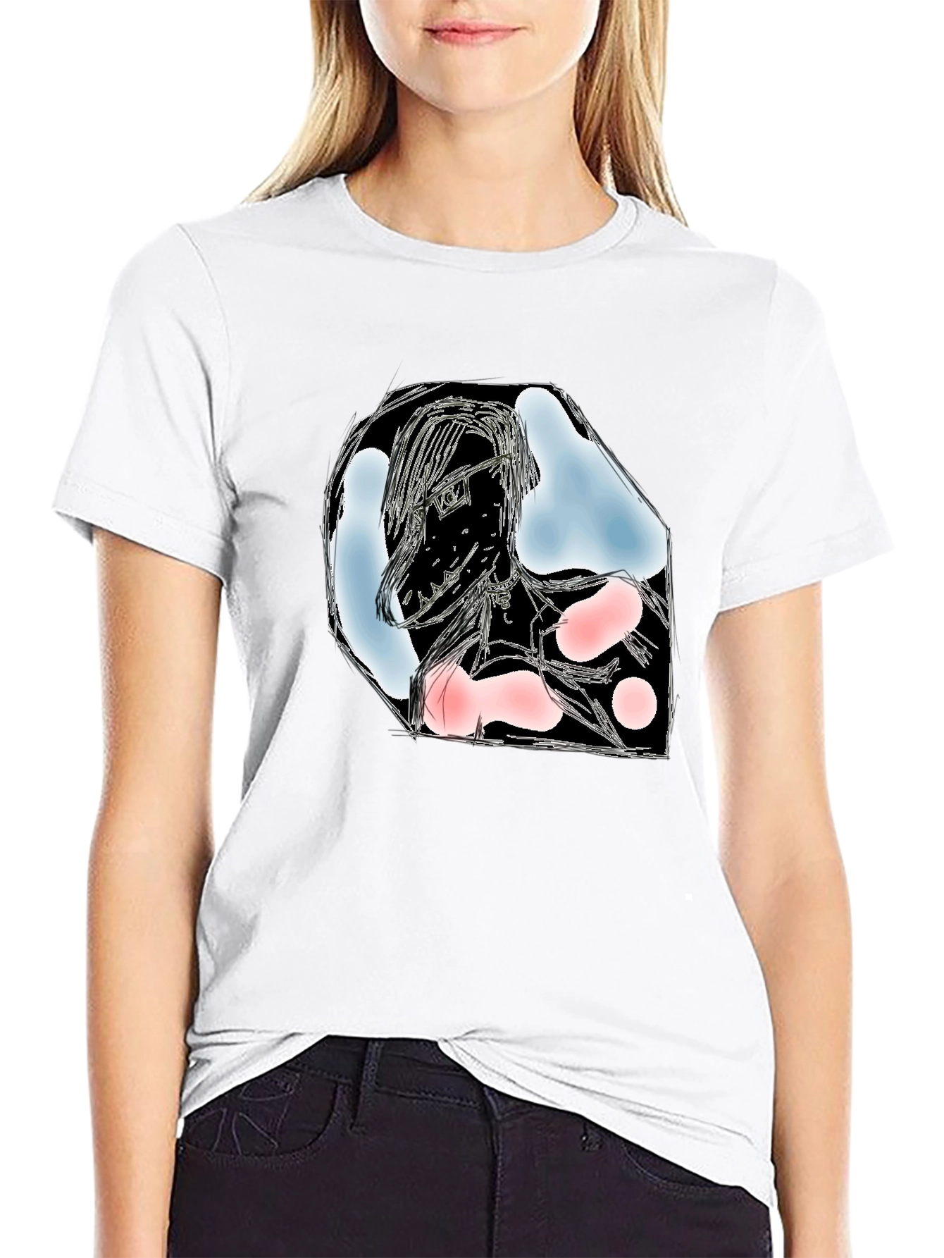 Abstract Sketch Graphic Black T-Shirt