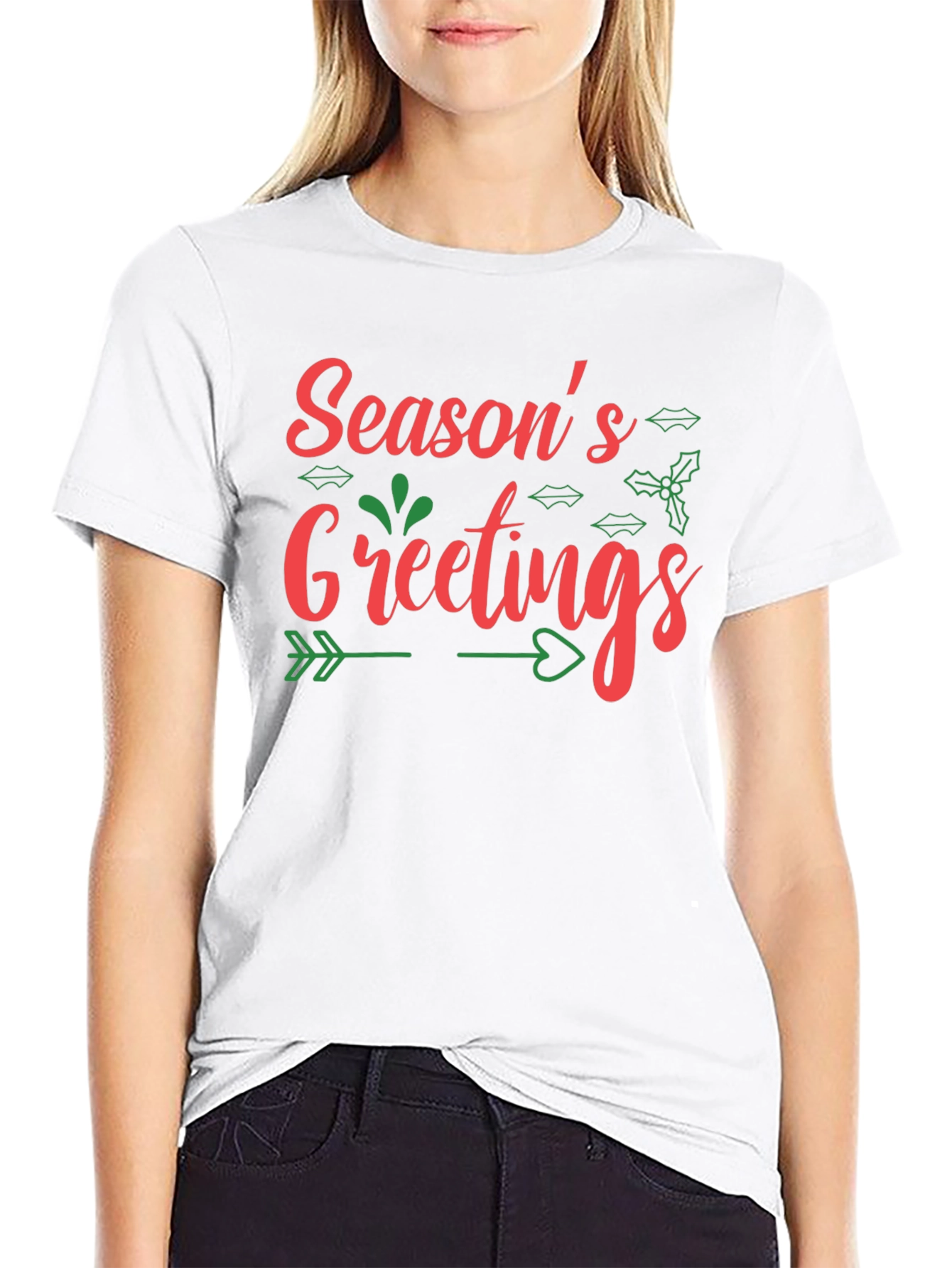 Festive Seasons Greetings Graphic Tee - Holiday Cheer