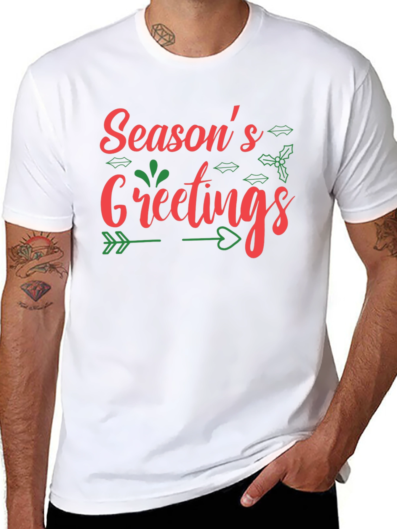 Festive Seasons Greetings Graphic Tee - Holiday Cheer