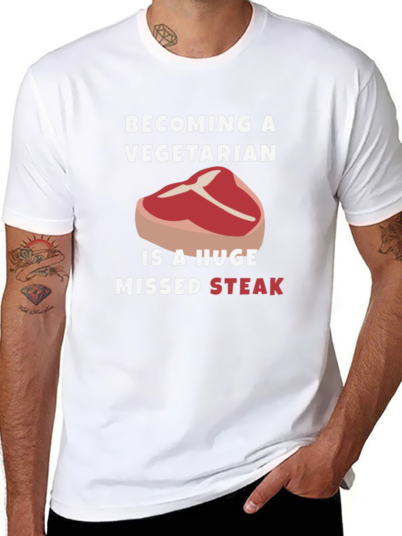 Becoming Vegetarian Missed Steak Funny Graphic Tee