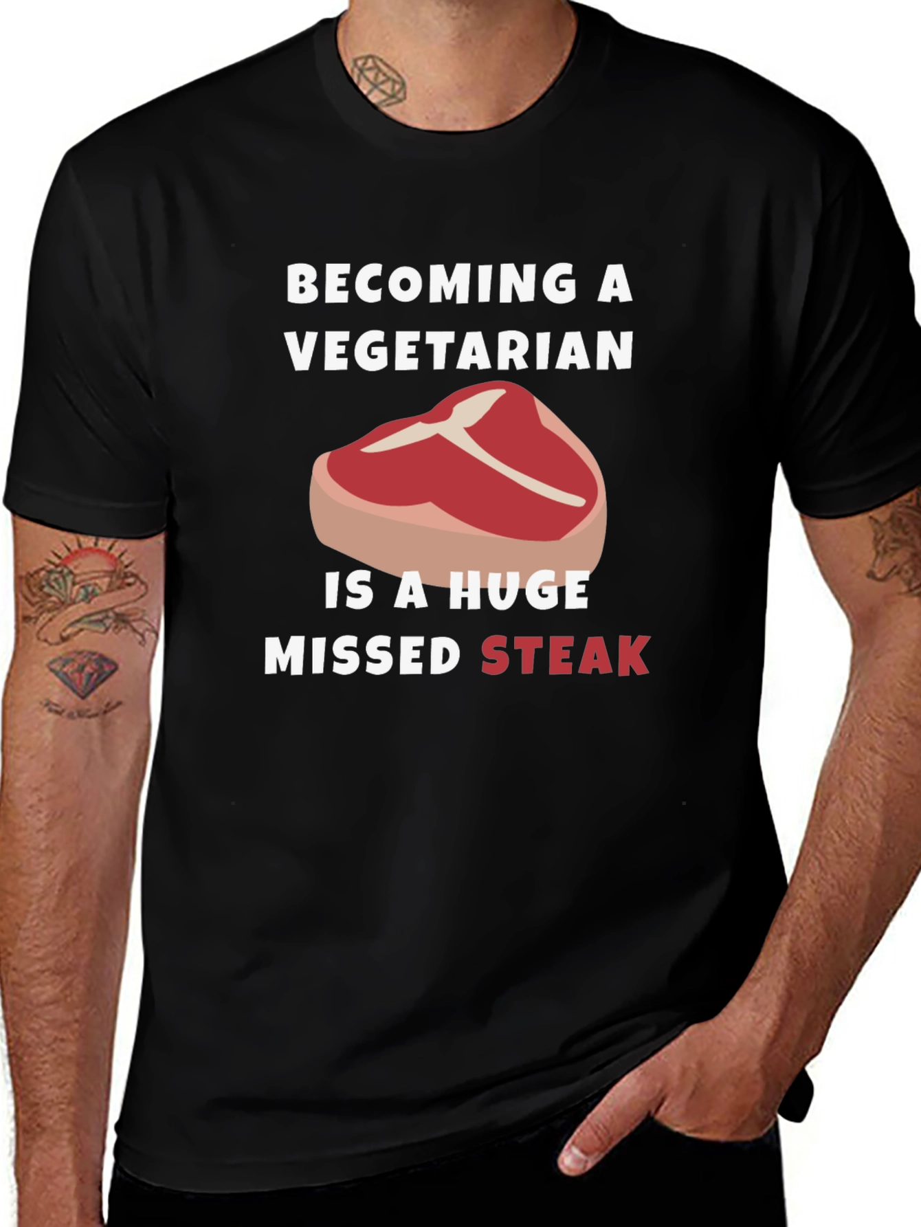 Becoming Vegetarian Missed Steak Funny Graphic Tee