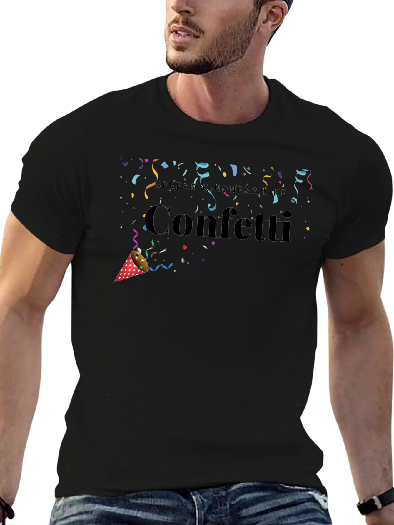 Spread Kindness Like Confetti Black T-Shirt