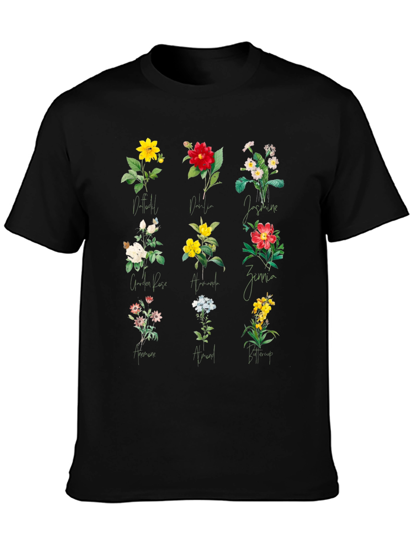 Floral Botanical T-Shirt - Black