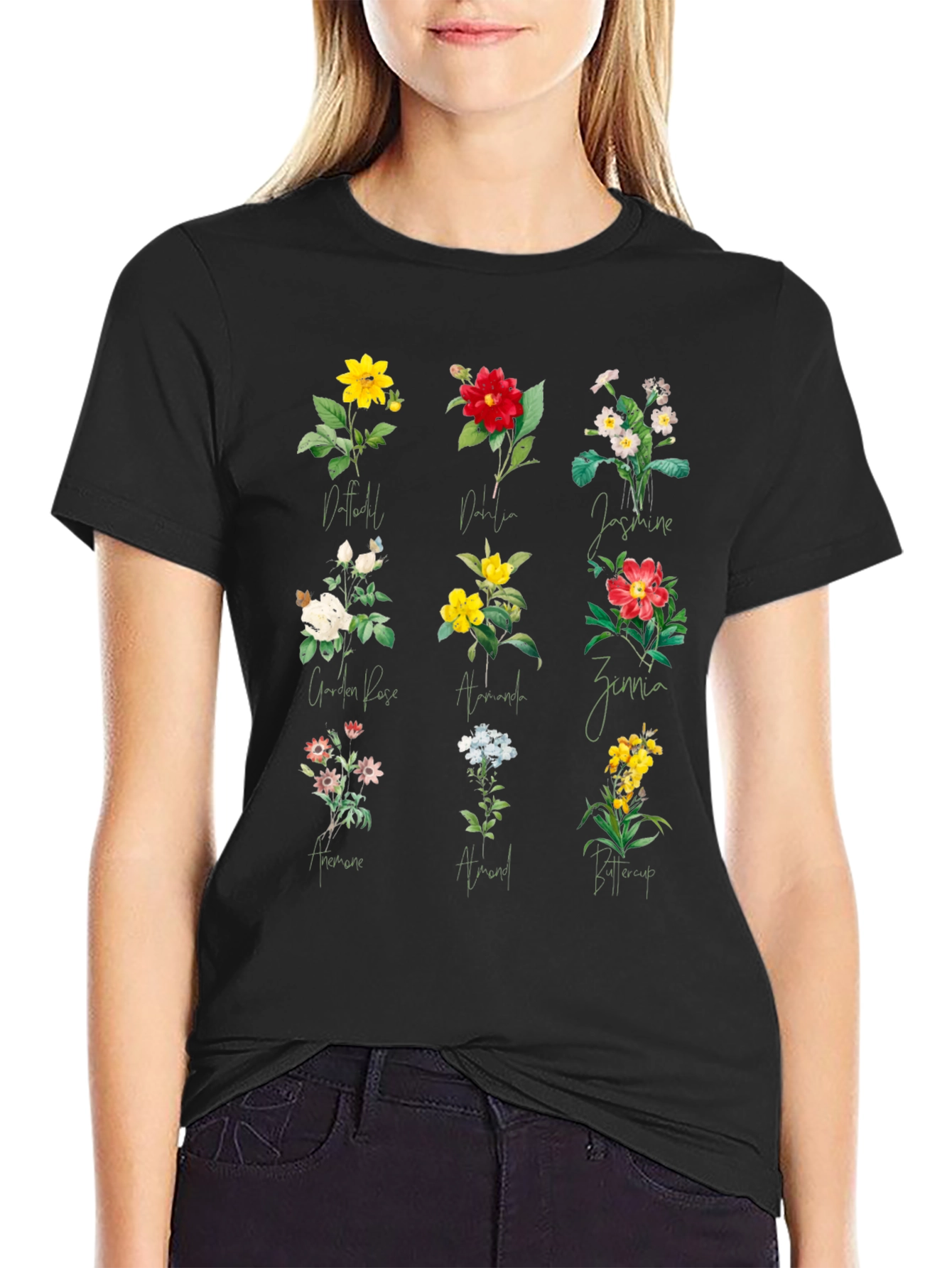Floral Botanical T-Shirt - Black
