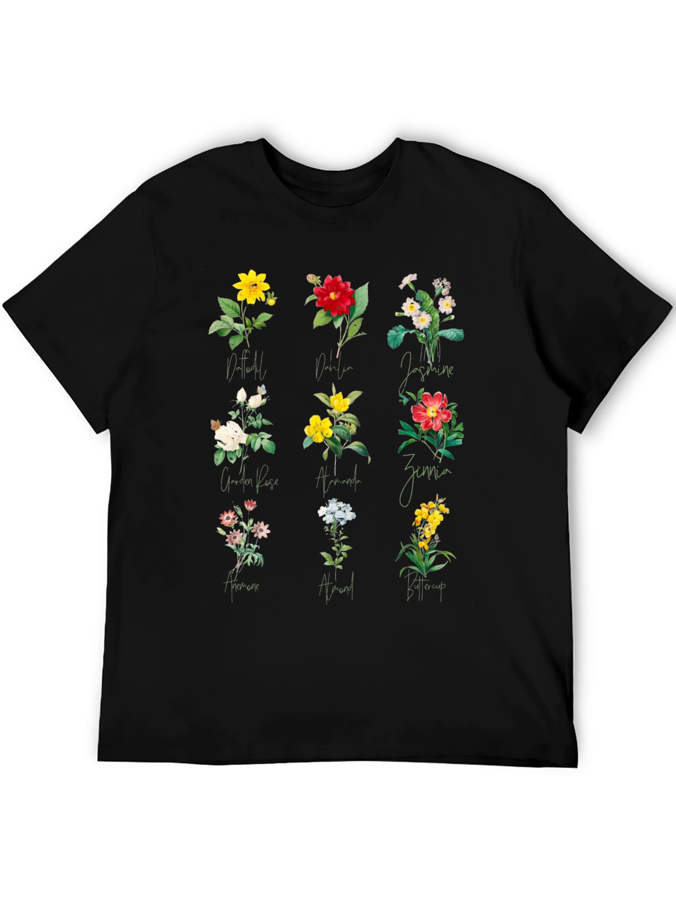 Floral Botanical T-Shirt - Black