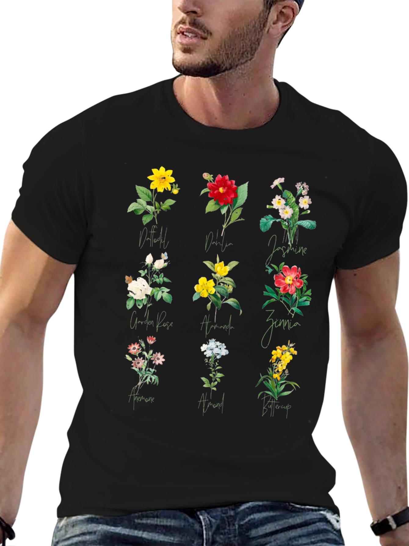Floral Botanical T-Shirt - Black