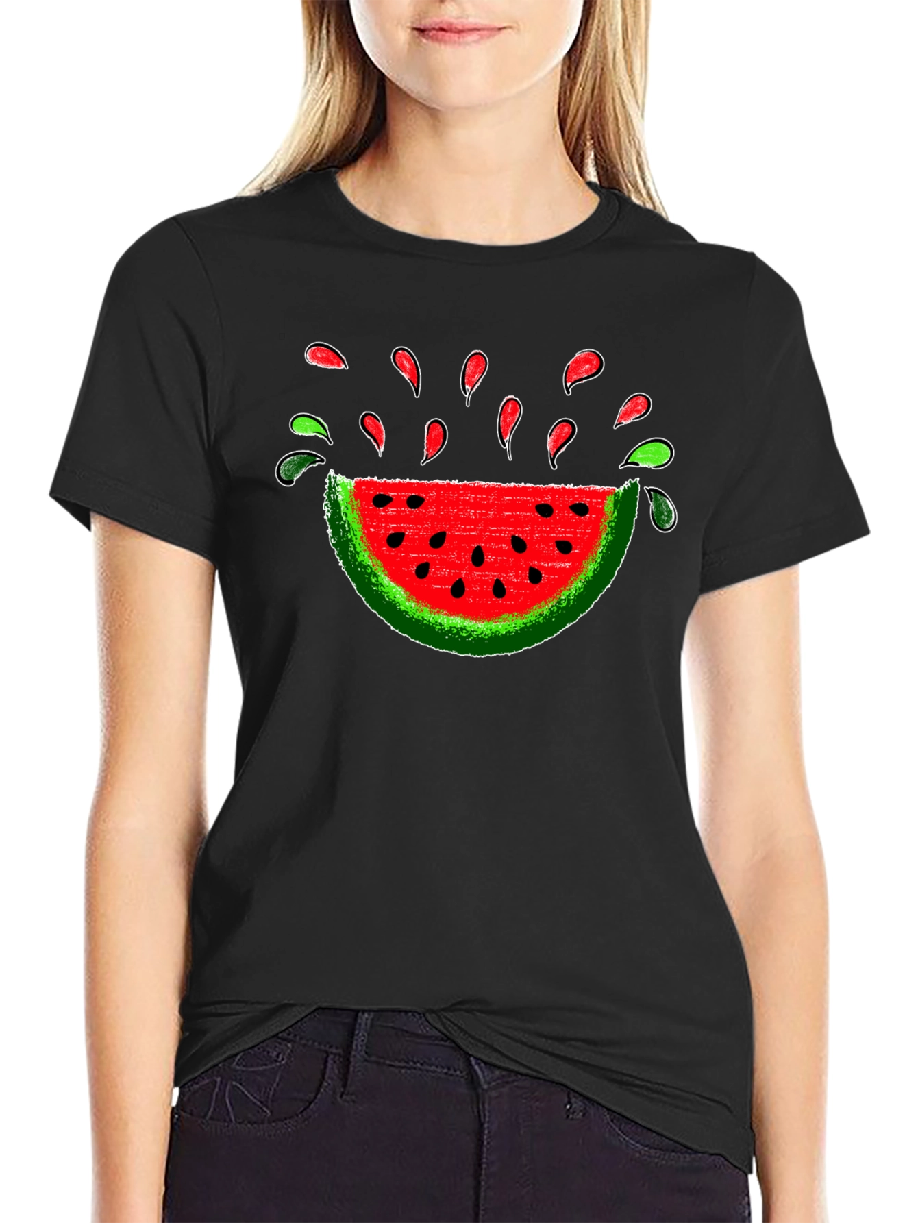 Watermelon Slice Graphic Tee - Black