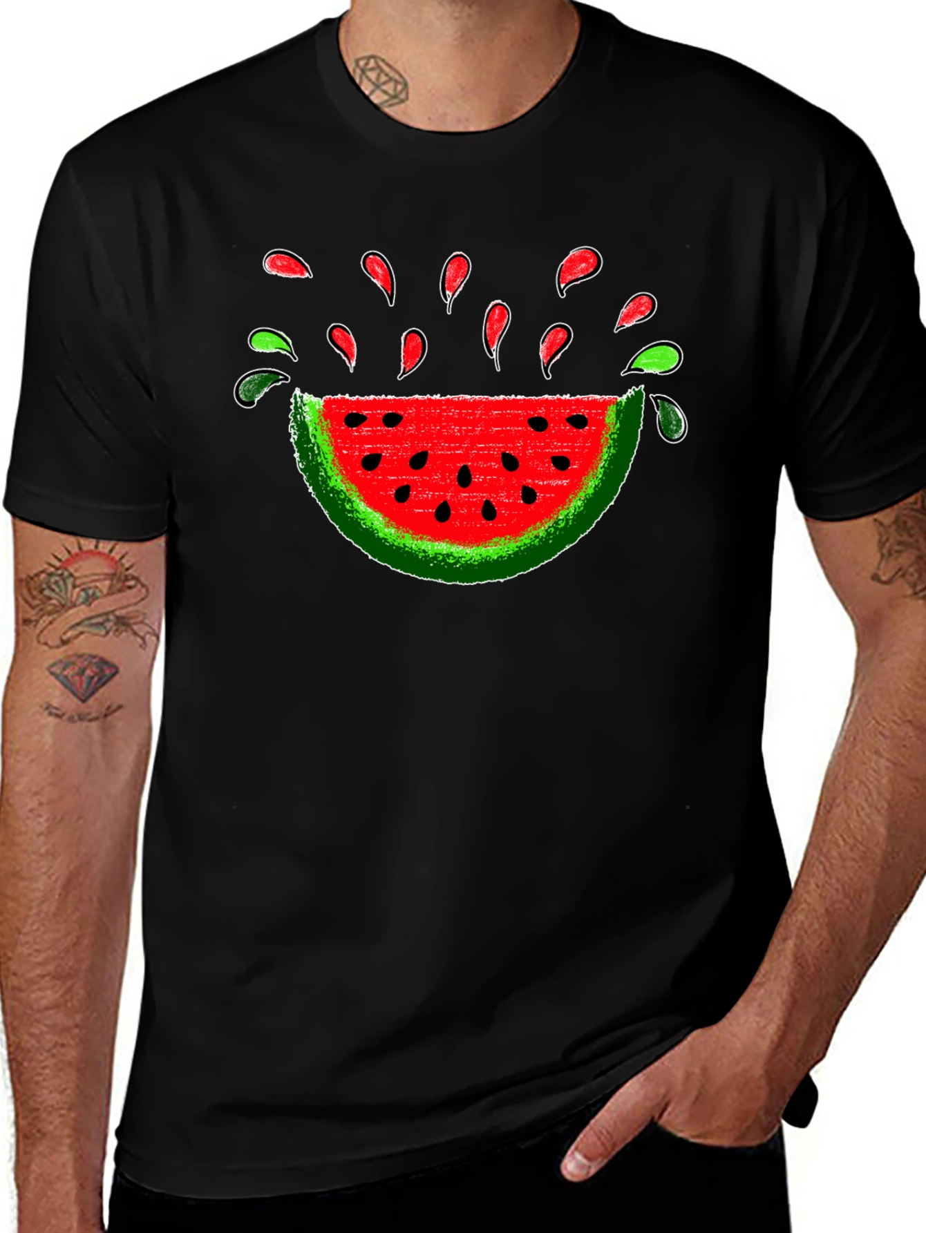 Watermelon Slice Graphic Tee - Black