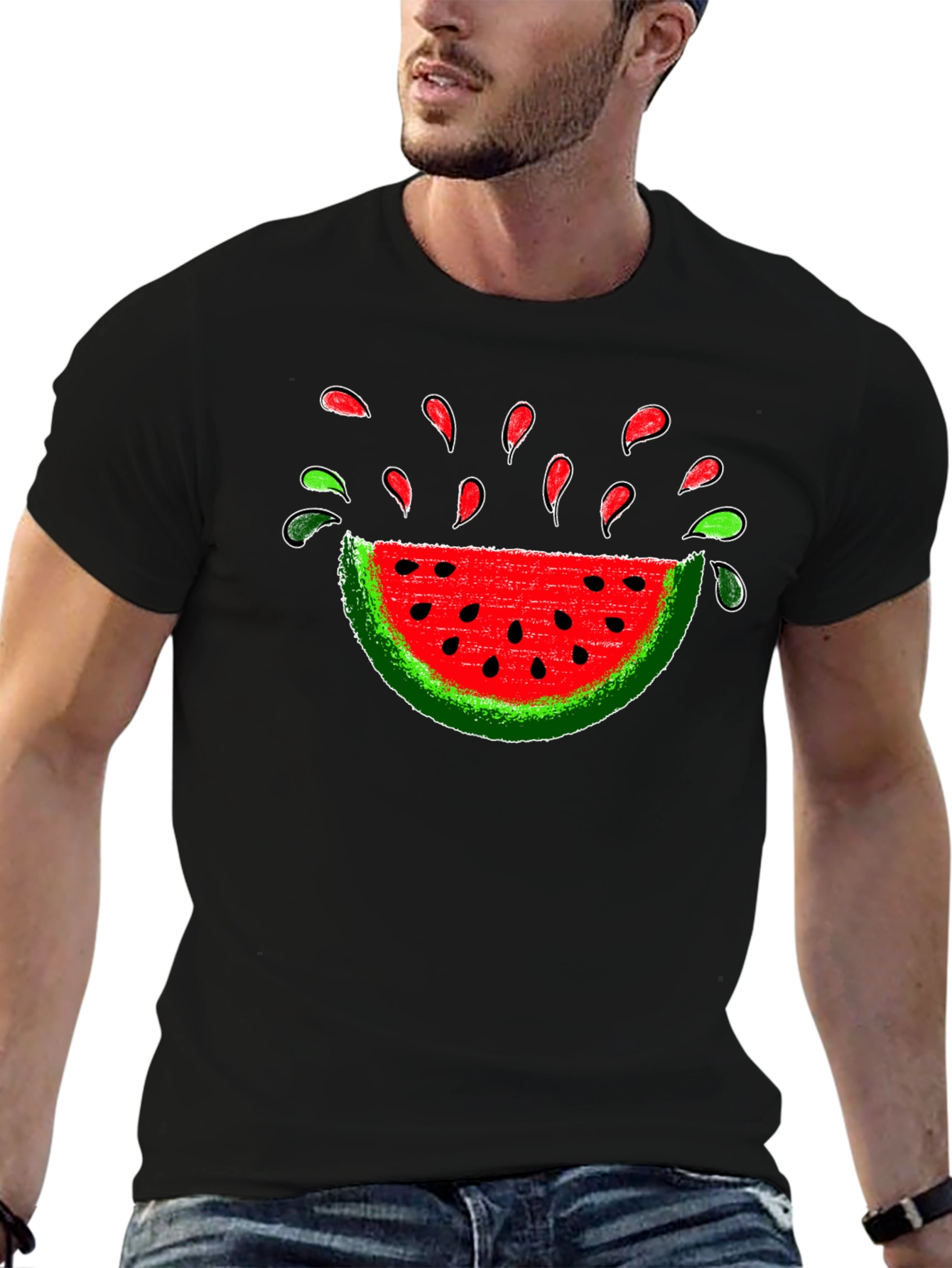 Watermelon Slice Graphic Tee - Black