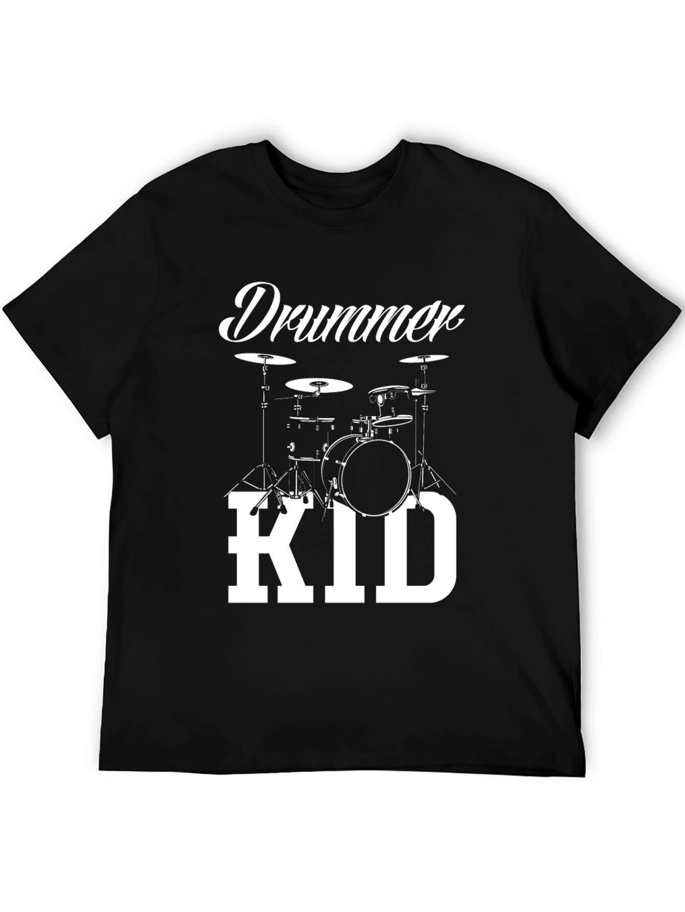Drummer Kid T-Shirt - Black Cotton Graphic Tee