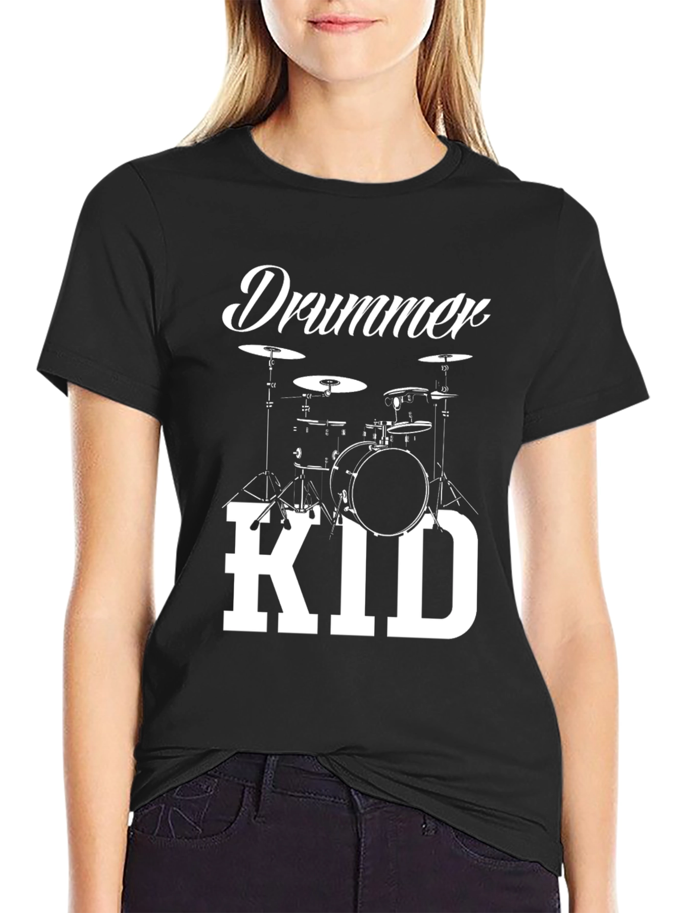 Drummer Kid T-Shirt - Black Cotton Graphic Tee