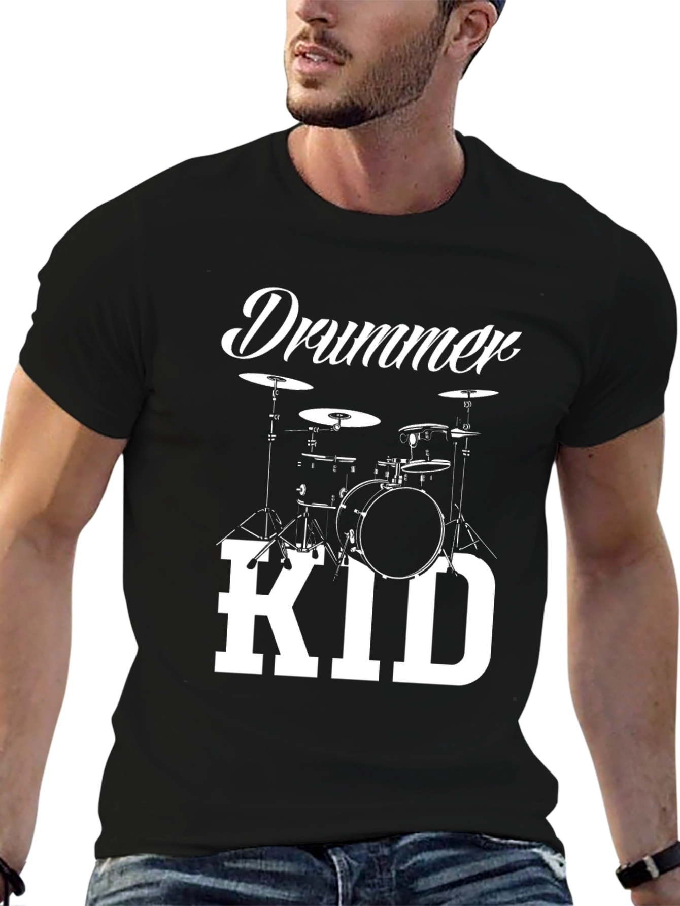 Drummer Kid T-Shirt - Black Cotton Graphic Tee