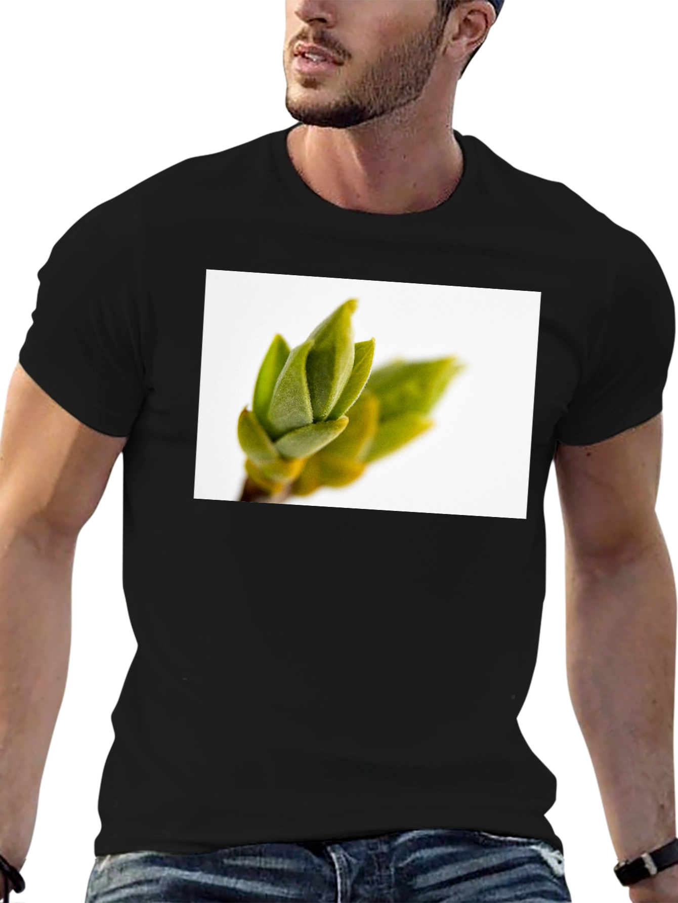 Nature Print Black T-Shirt