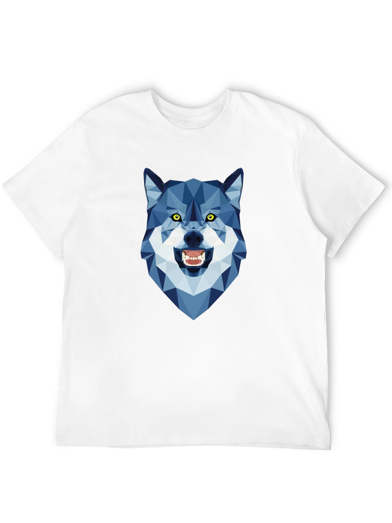 Geometric Wolf Head Graphic Tee - Modern Style