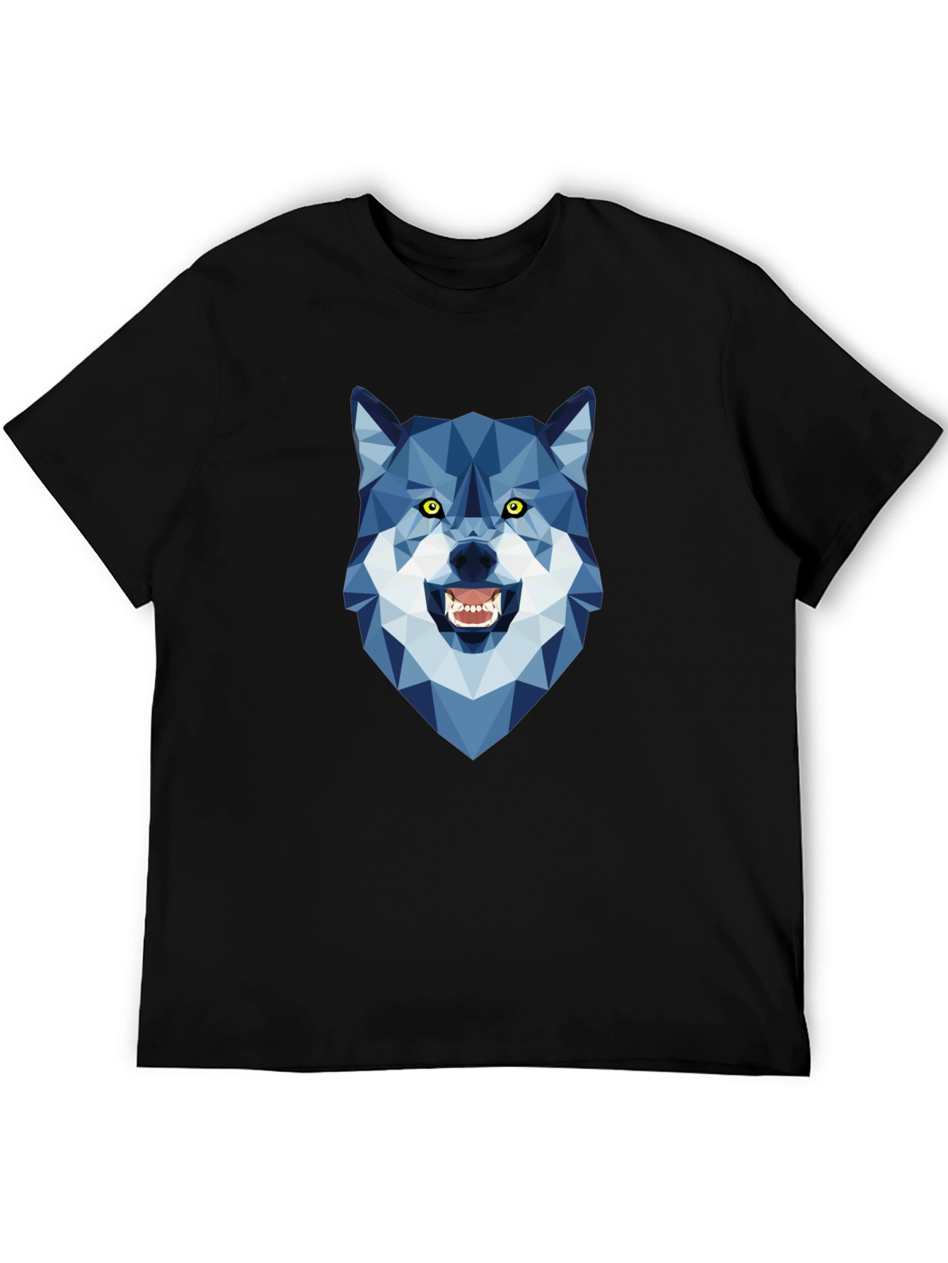 Geometric Wolf Head Graphic Tee - Modern Style