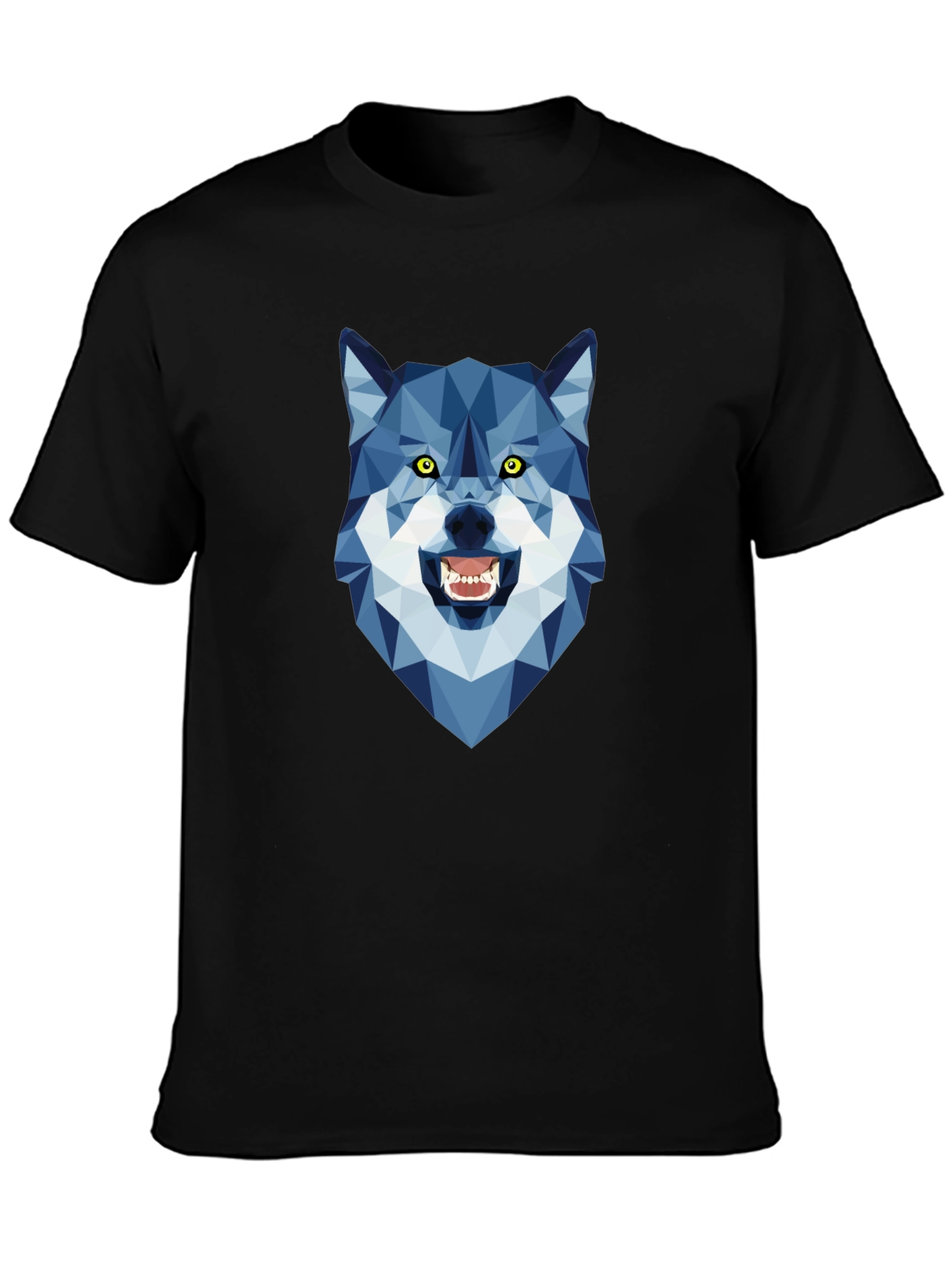 Geometric Wolf Head Graphic Tee - Modern Style