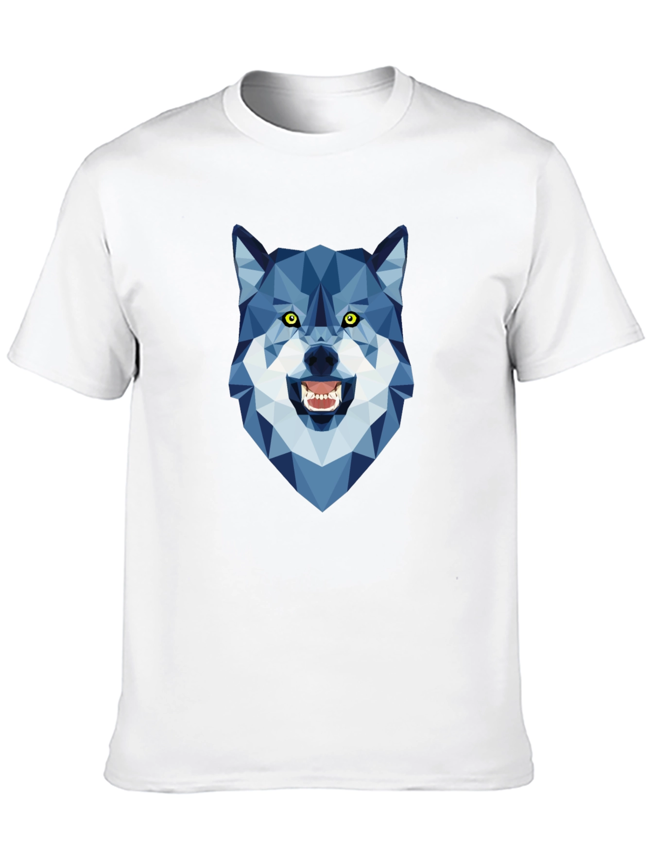 Geometric Wolf Head Graphic Tee - Modern Style