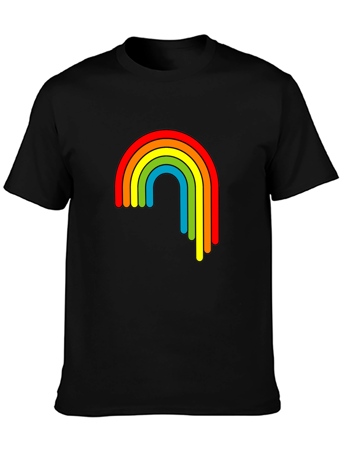 Retro Rainbow Graphic T-Shirt - Black