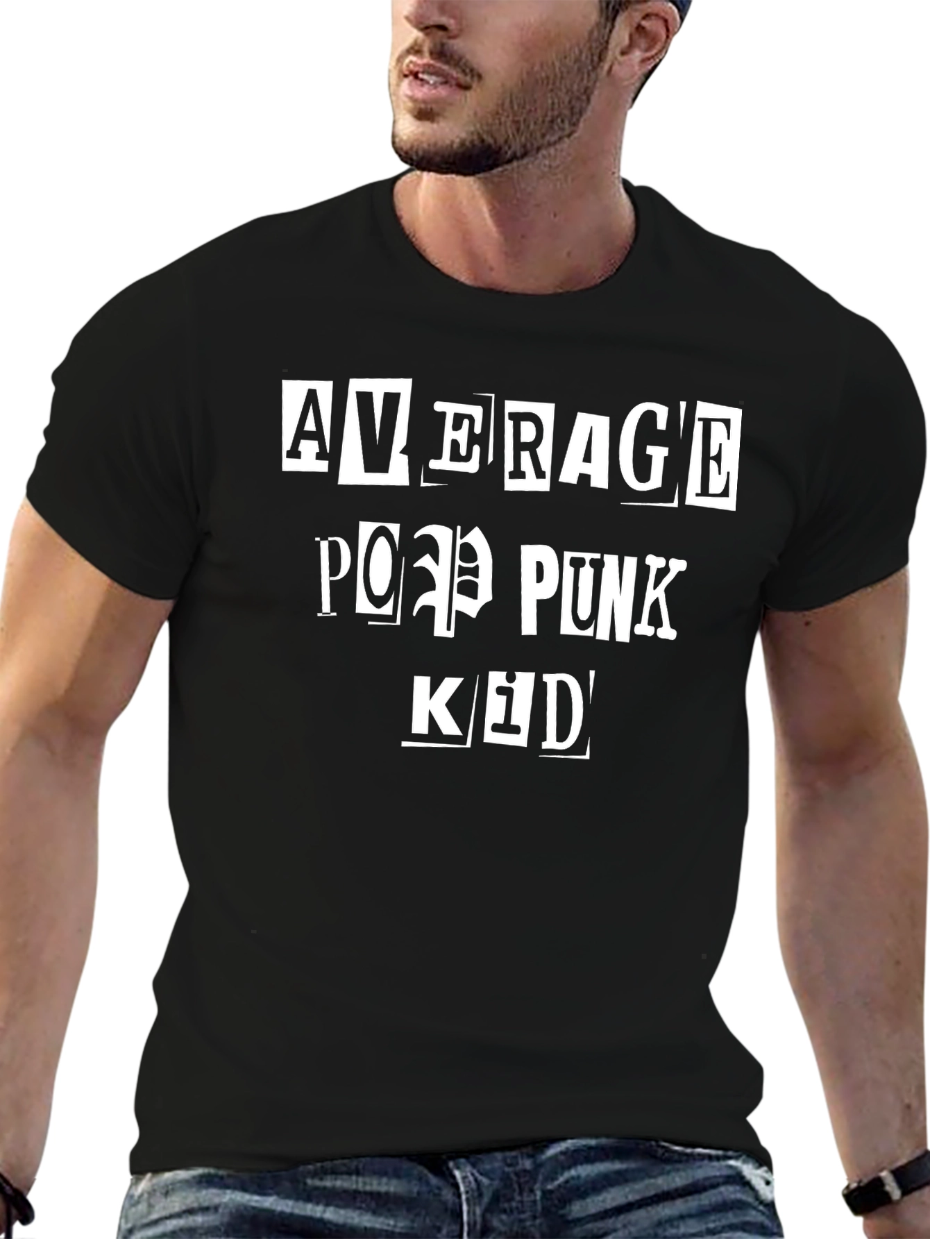 Average Pop Punk Kid Black Graphic T-Shirt