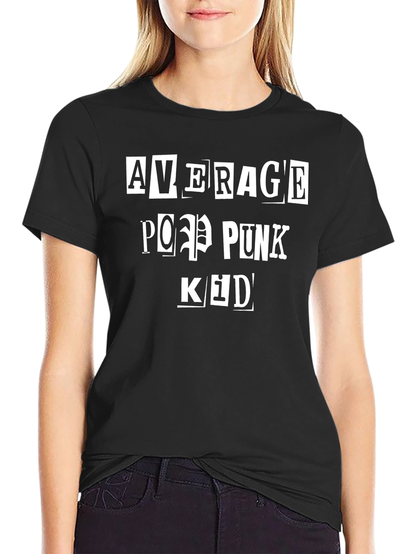 Average Pop Punk Kid Black Graphic T-Shirt