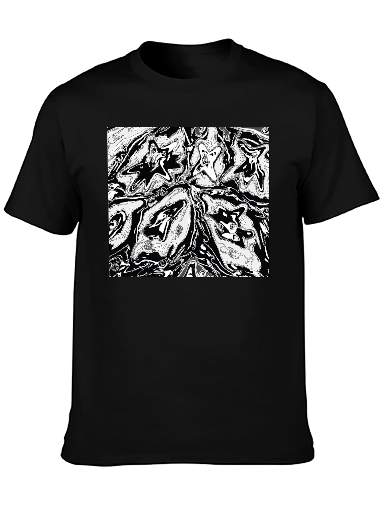 Abstract Starburst Graphic Print Black T-Shirt