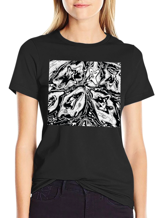 Abstract Starburst Graphic Print Black T-Shirt