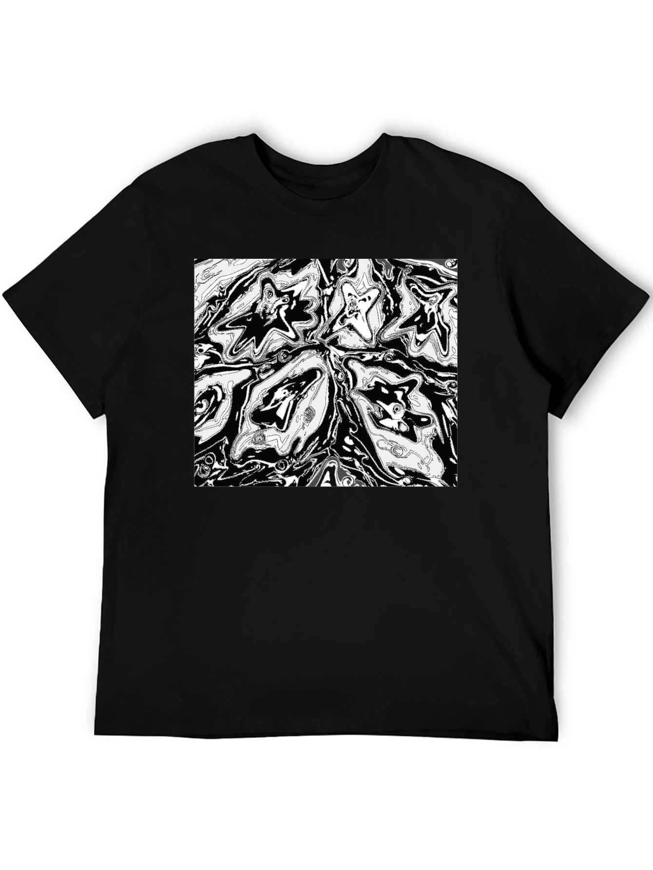 Abstract Starburst Graphic Print Black T-Shirt