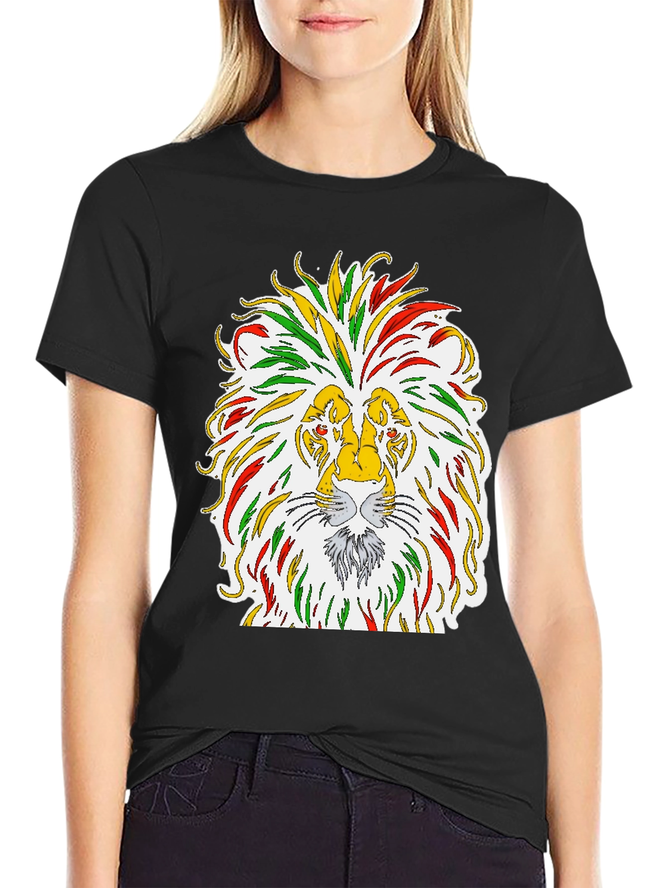 Lion Rastafarian Reggae Graphic Black T-Shirt
